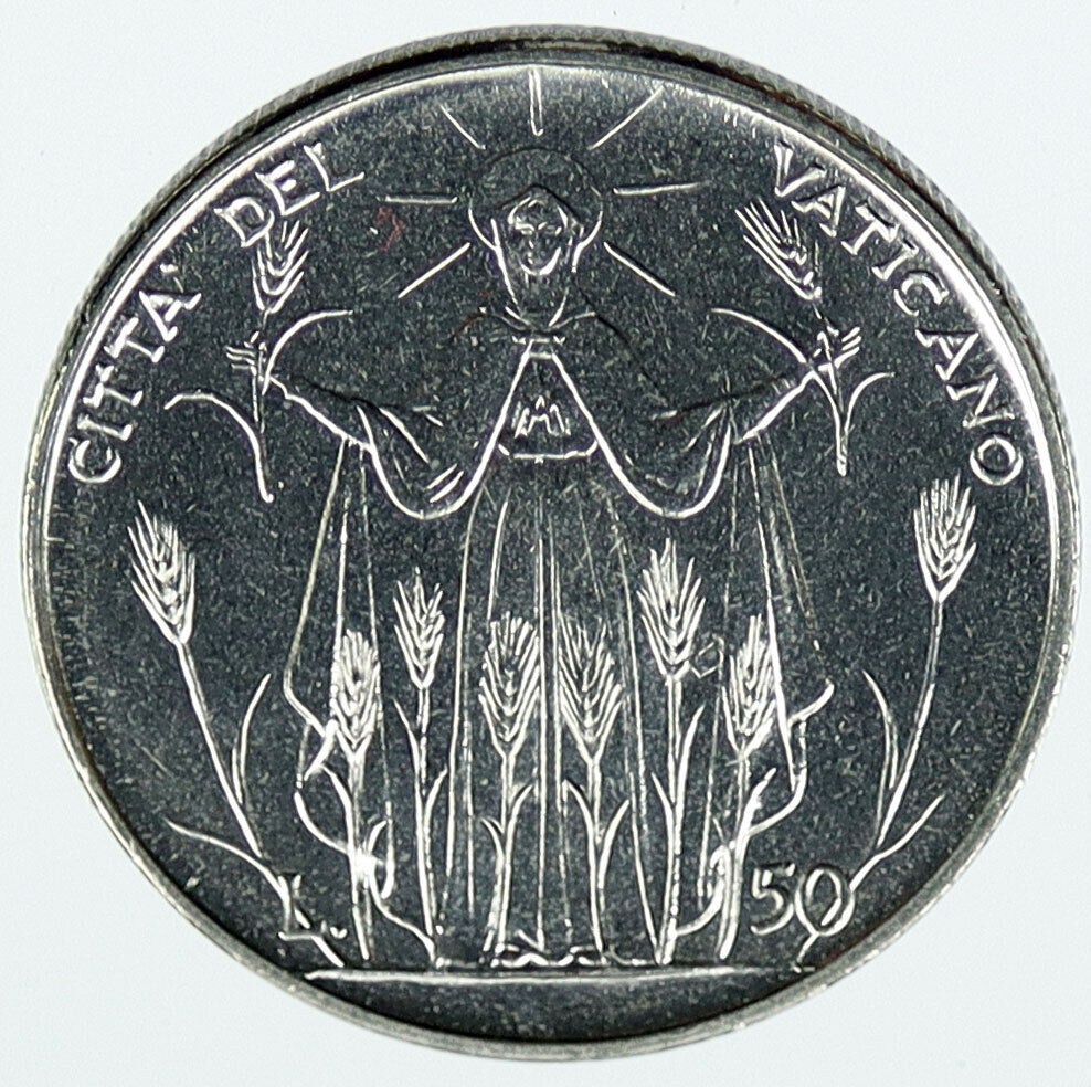 1968 VATICAN City POPE PAUL VI Commemorative FAO 50 Lire Coin HARVEST i117298