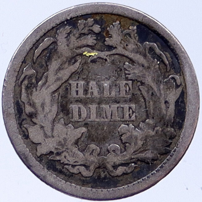 1872 UNITED STATES US Silver SEATED LIBERTY Silver Half Dime Coin i118444