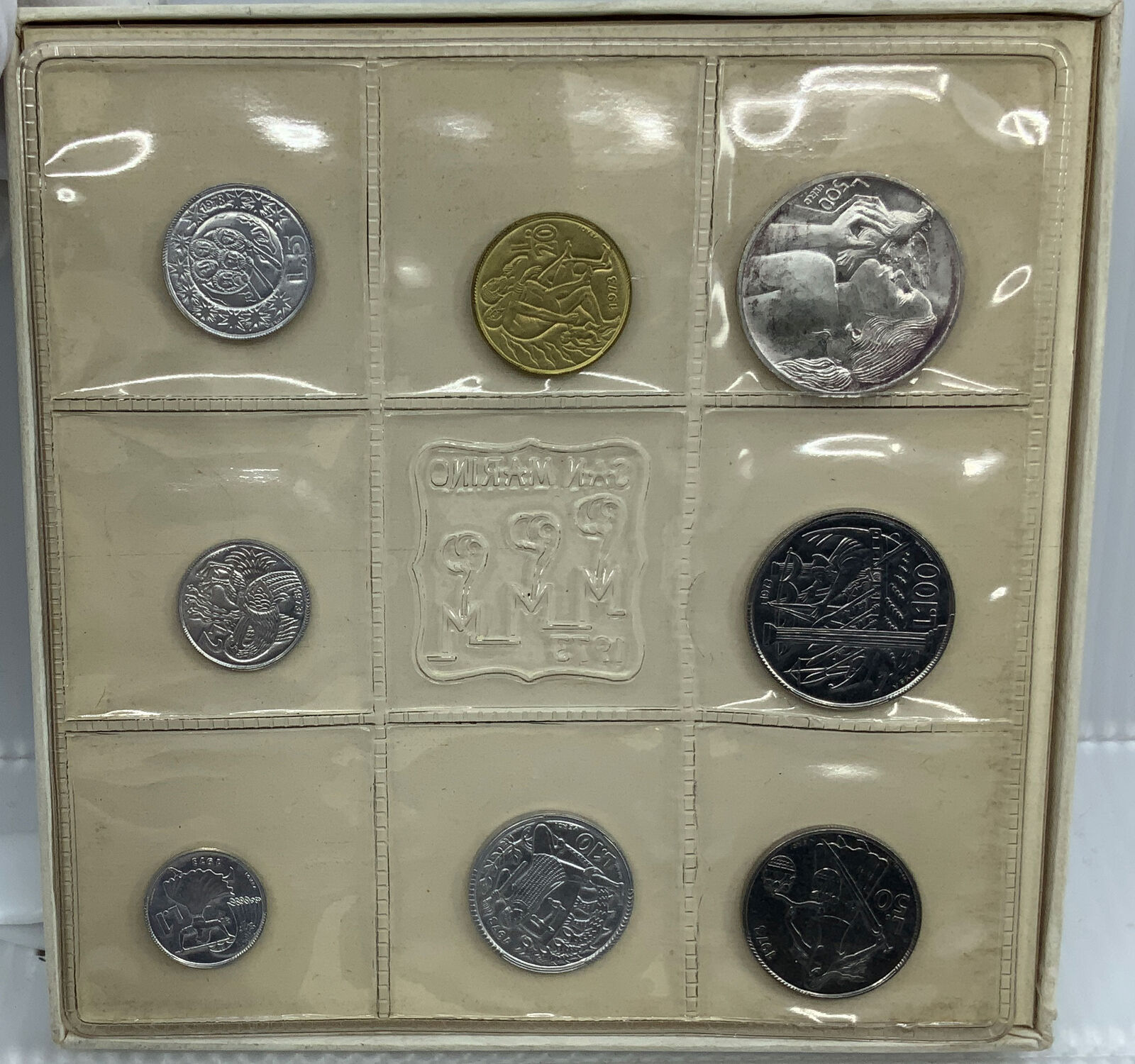 1973 SAN MARINO Italy 500 Lire 100L 50L Mint Set of 8 Coins 1 is Silver i114457