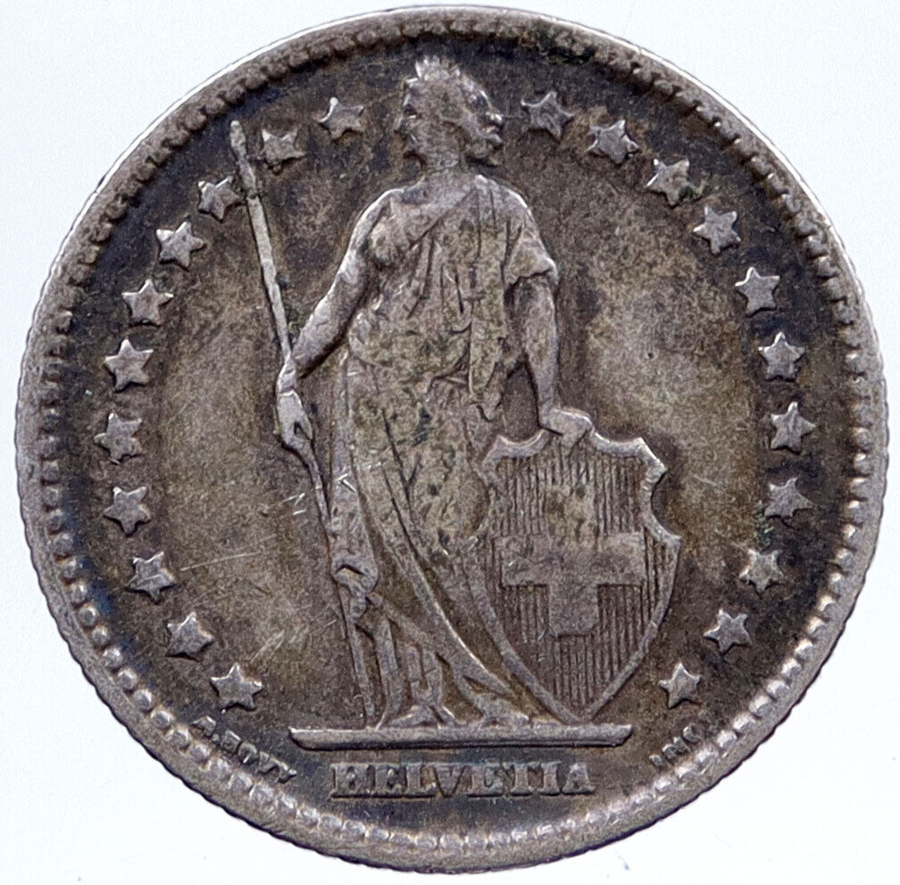 1903 SWITZERLAND - SILVER 1 Franc Coin HELVETIA Symbolizes SWISS Nation i118680