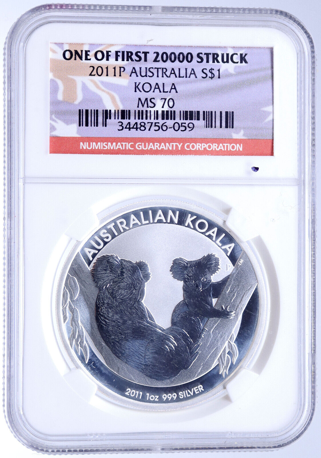 2011 AUSTRALIA Queen Elizabeth II KOALAS Silver OZ Dollar Coin NGC i118664