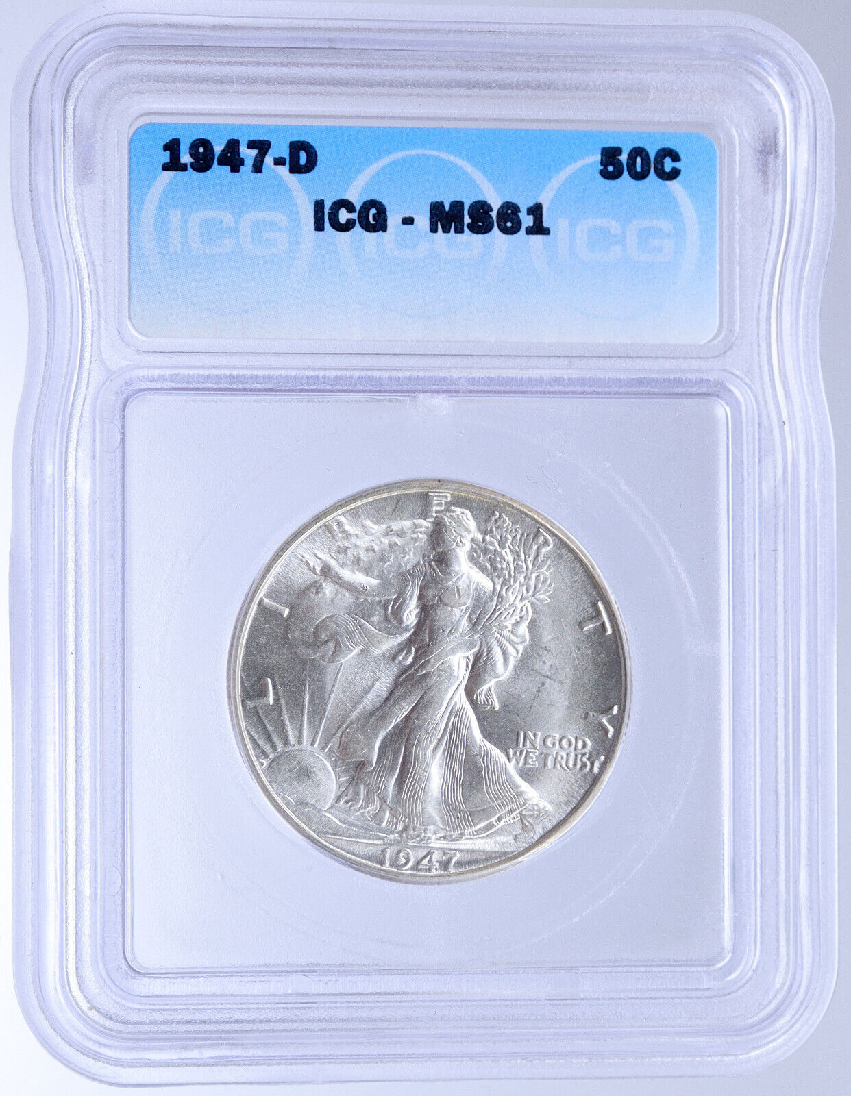 1947D UNITED STATES US Silver WALKING LIBERTY Half Dollar Coin EAGLE ICG i118665