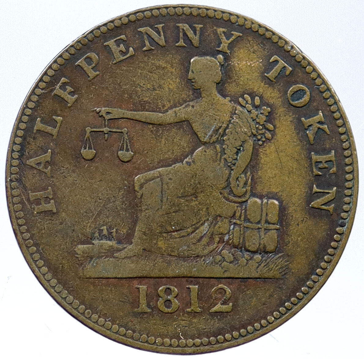 1812 Canada Tiffin HALF PENNY TOKEN Original Antique Original Coin i118758