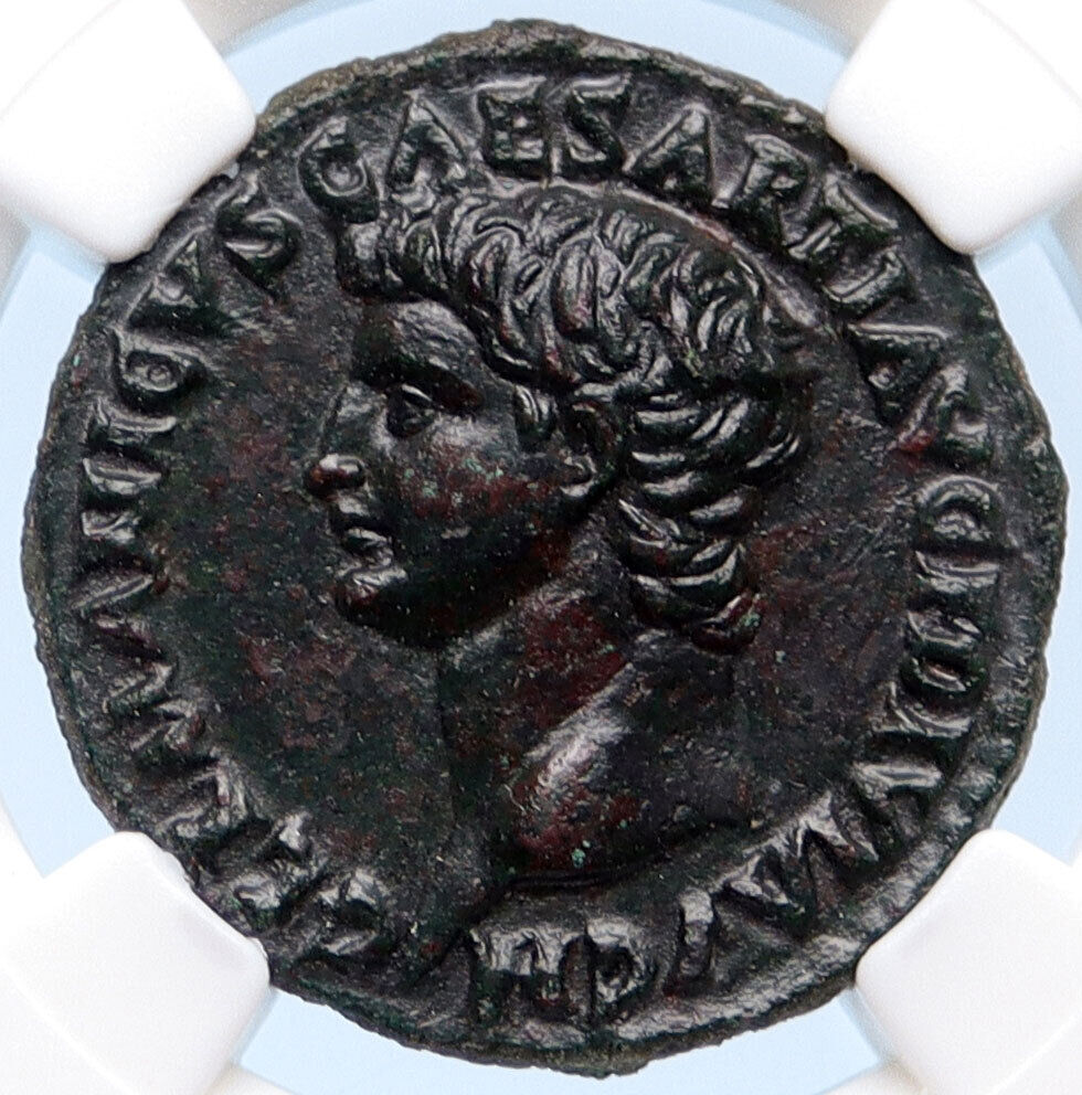 GERMANICUS father of Caligula RARE Restitution Roman Coin of TITUS NGC AU i68296