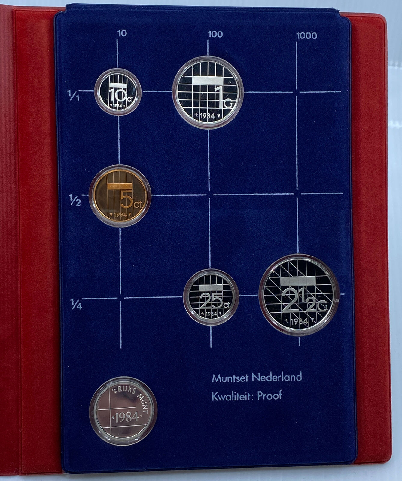 1984 NETHERLANDS Queen Beatrix Proof Set of 6 Vintage Coins 1 is Silver i114519