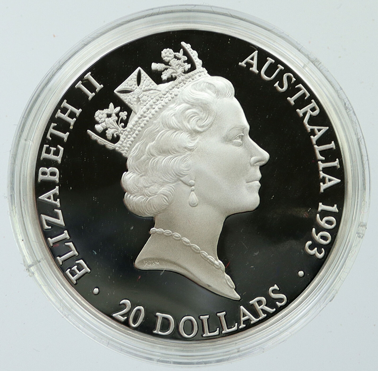 1993 AUSTRALIA UK Elizabeth II Olympics SWIMMING Proof Silver $20 Coin i116031