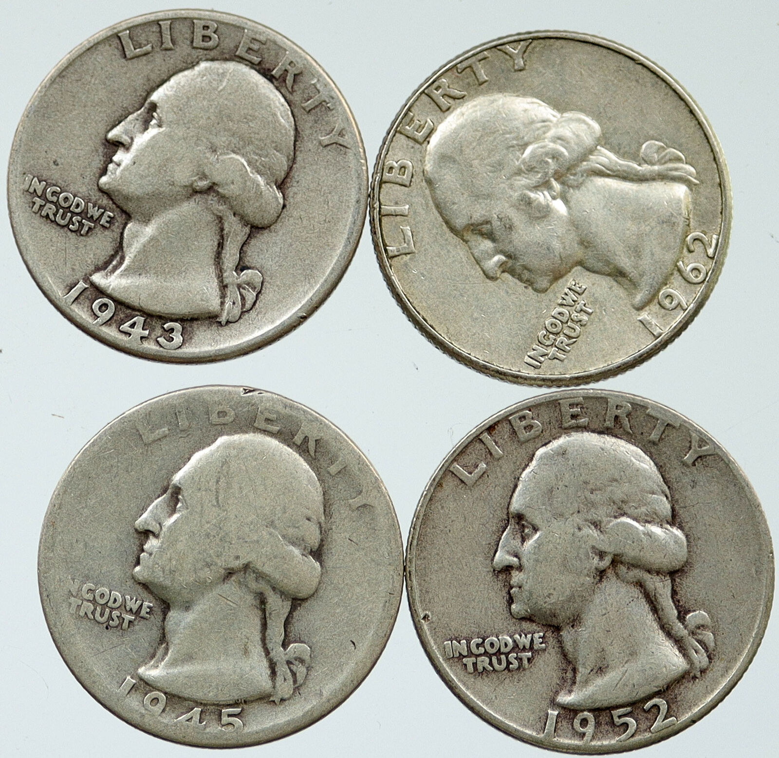 UNITED STATES USA President Washington Silver Lot of 4 Quarters Coins i116208