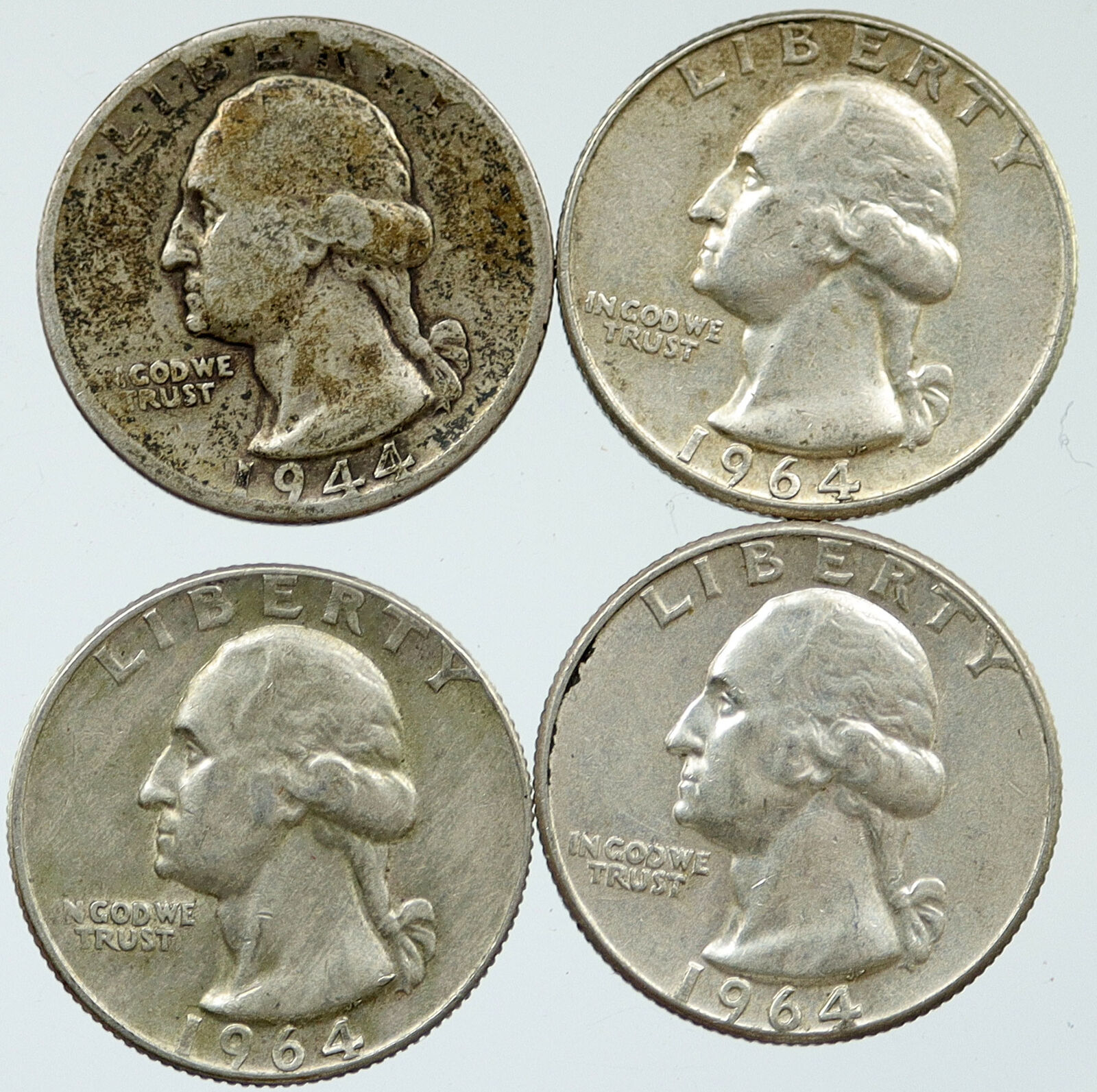 UNITED STATES USA President Washington Silver Lot of 4 Quarters Coins i116218