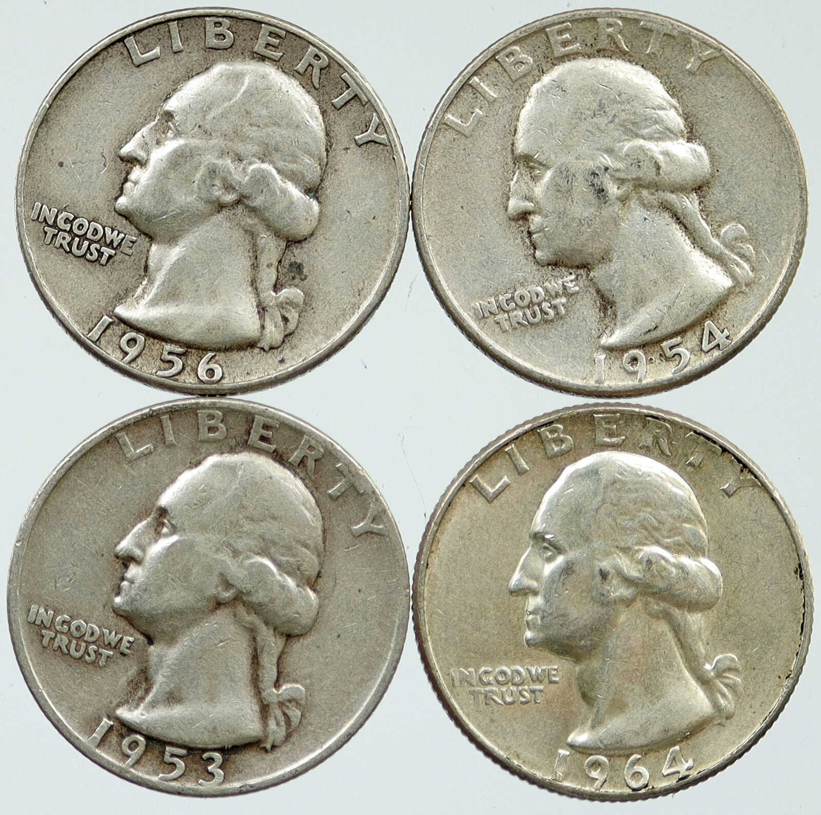 UNITED STATES USA President Washington Silver Lot of 4 Quarters Coins i116187