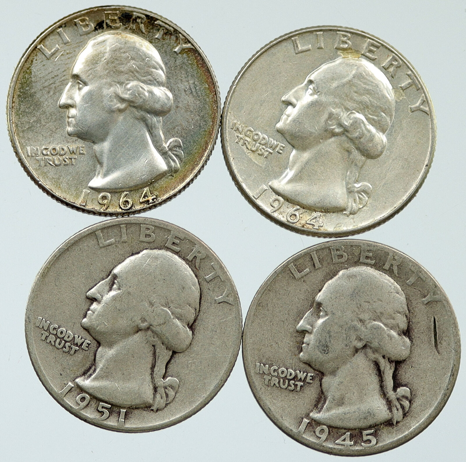 UNITED STATES USA President Washington Silver Lot of 4 Quarters Coins i116213