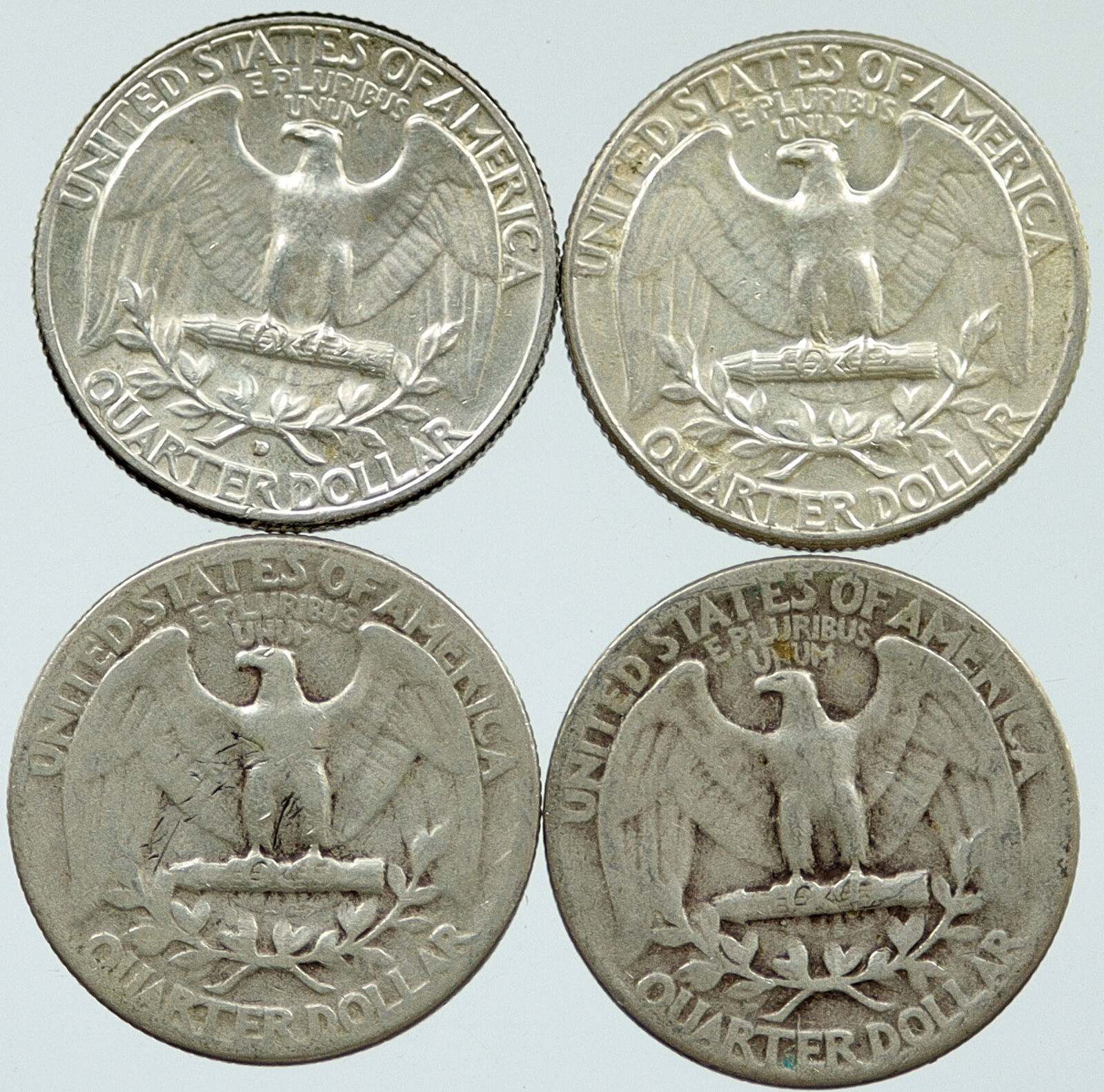 UNITED STATES USA President Washington Silver Lot of 4 Quarters Coins i116213