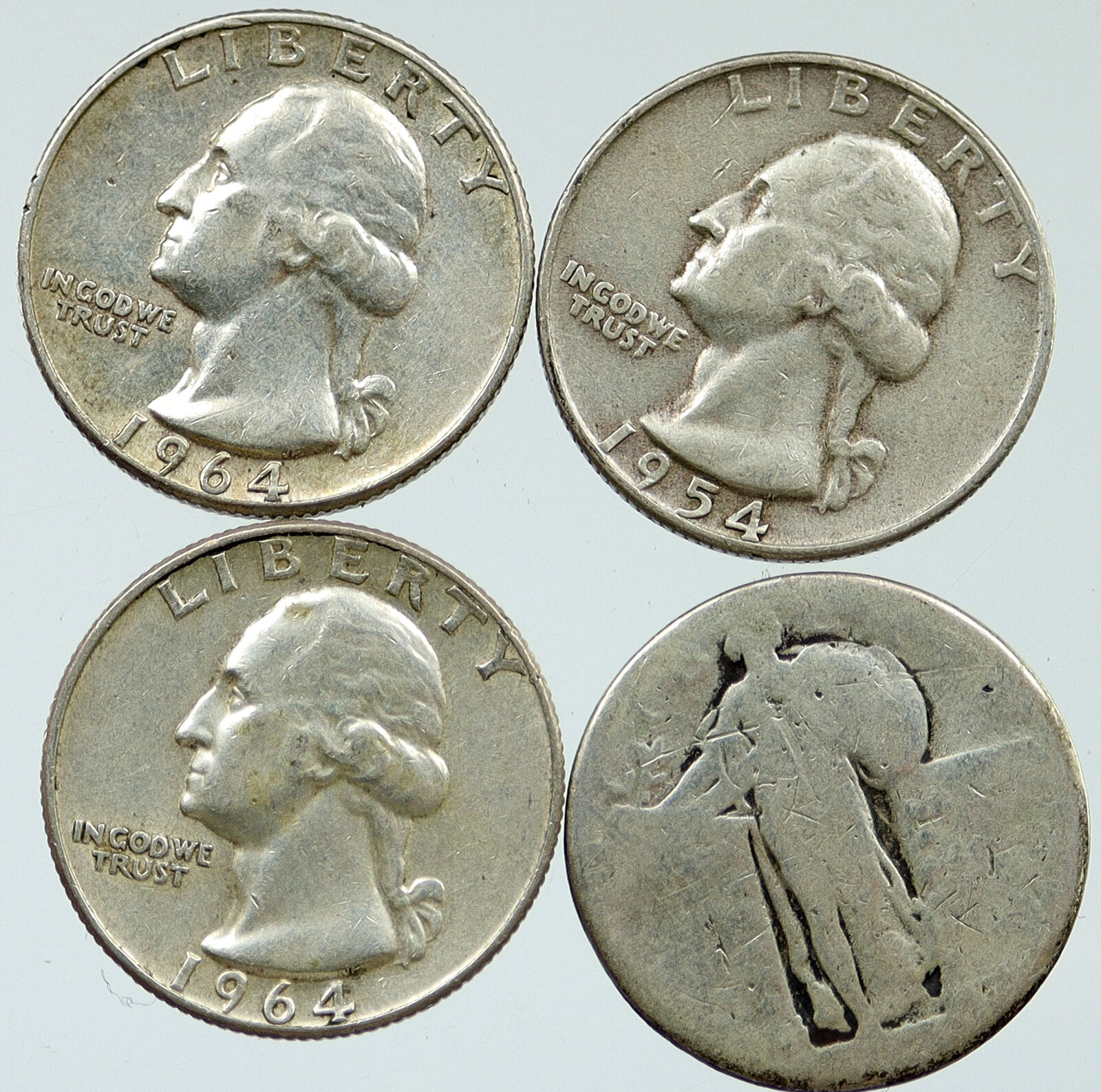 UNITED STATES USA President Washington Silver Lot of 4 Quarters Coins i116217