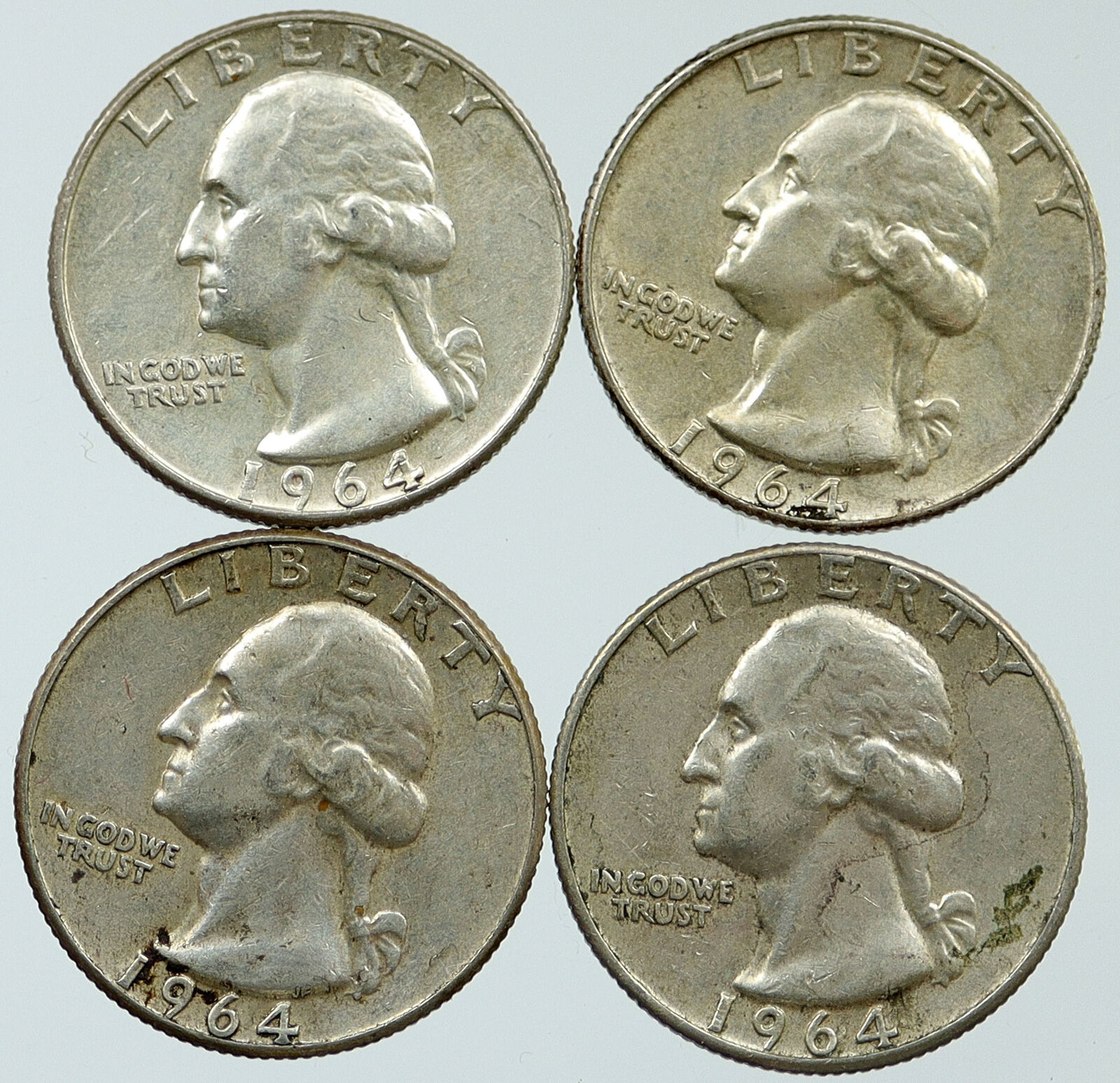 UNITED STATES USA President Washington Silver Lot of 4 Quarters Coins i116259