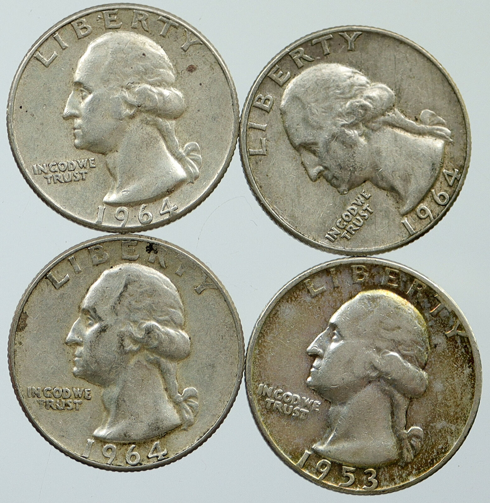 UNITED STATES USA Washington Group Lot of 4 Silver Quarters Coins GIFT i116344