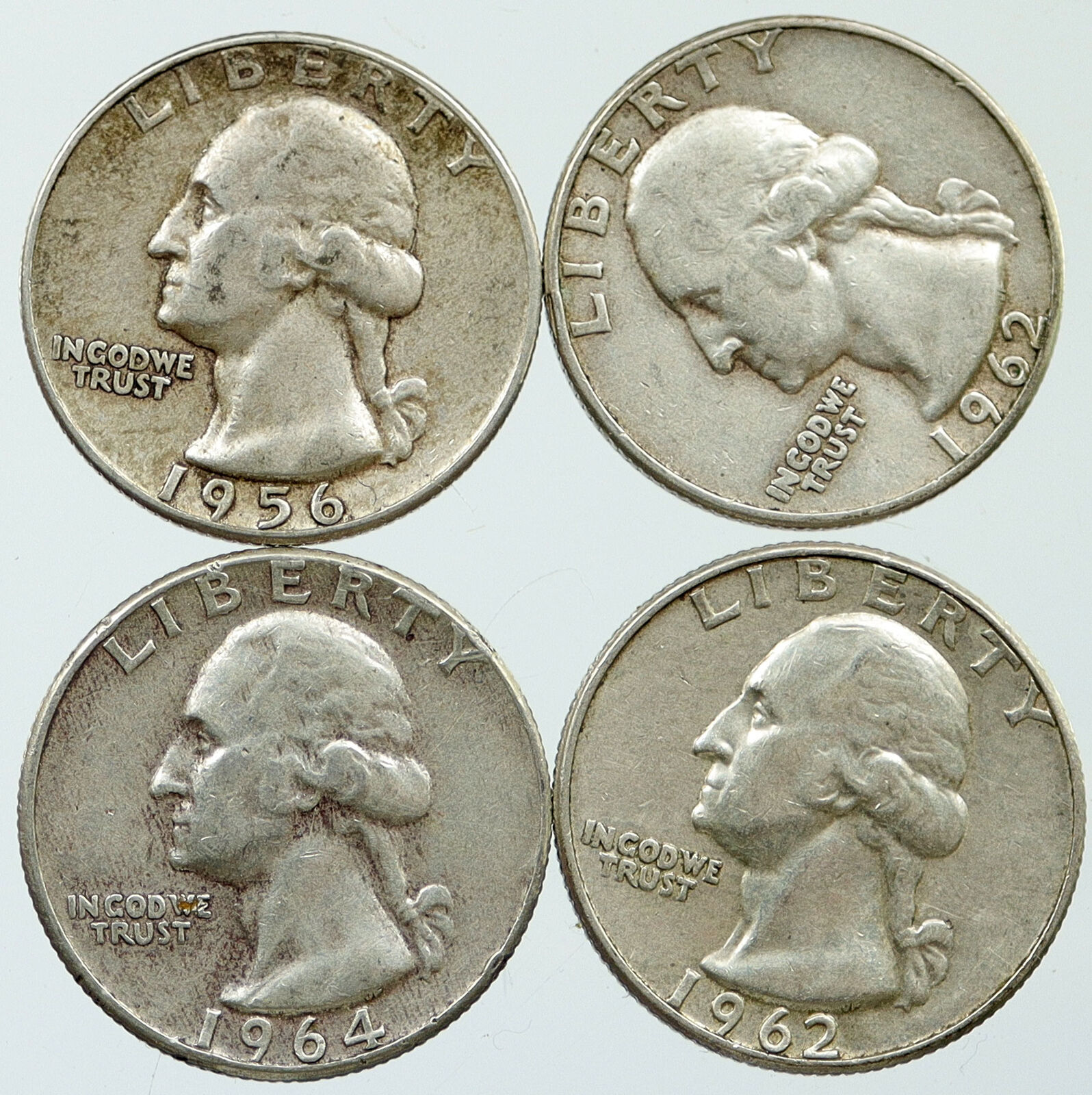UNITED STATES USA Washington Group Lot of 4 Silver Quarters Coins GIFT i116338