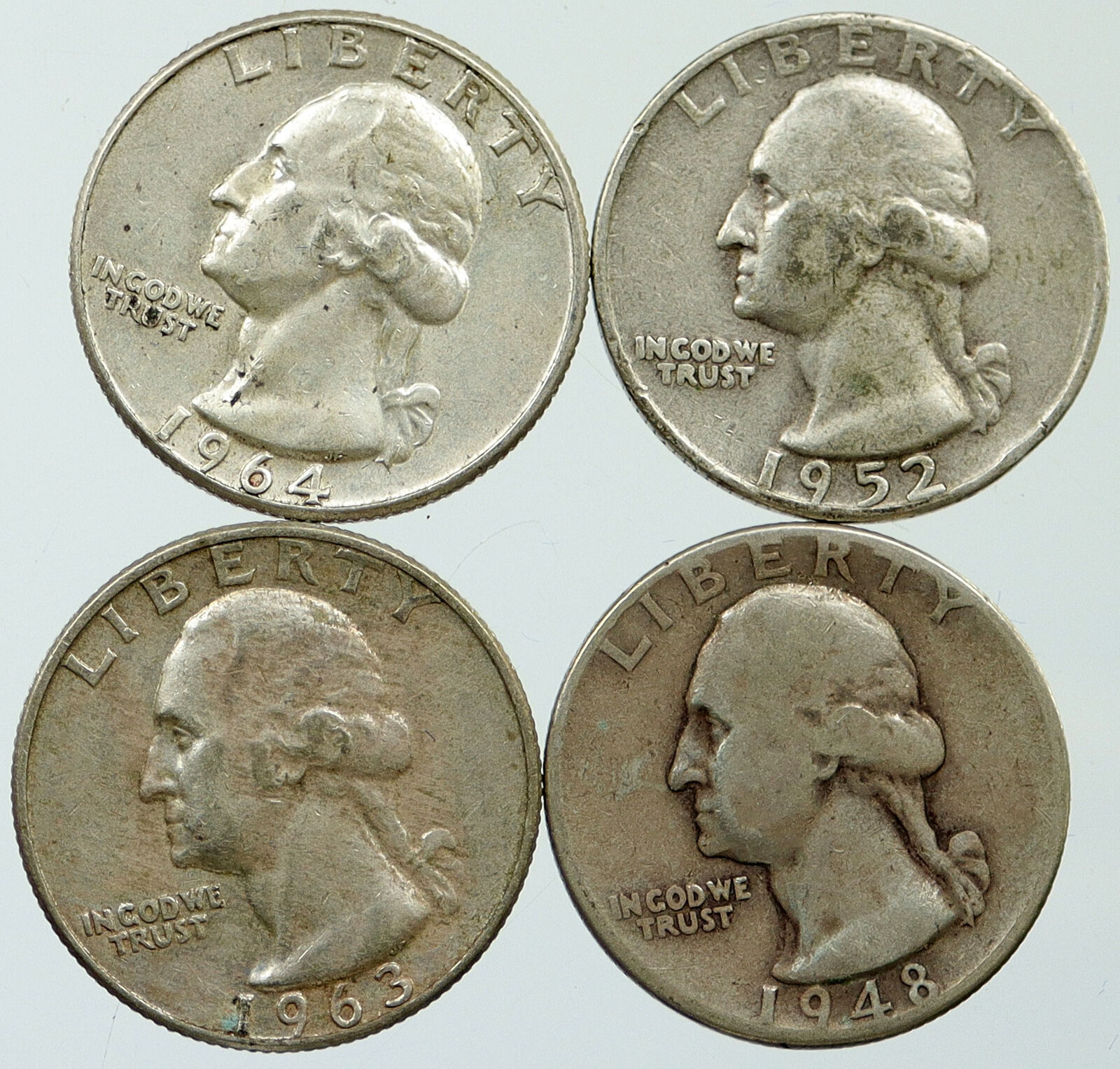 UNITED STATES USA Washington Group Lot of 4 Silver Quarters Coins GIFT i116328