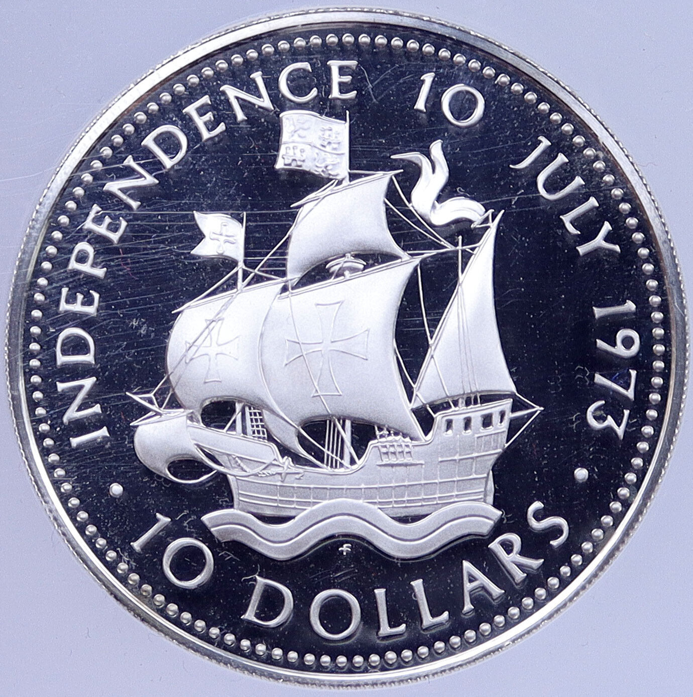 1973 BAHAMAS Columbus Ship Santa Maria VINTAGE Proof Silver $10 Coin NGC i118661