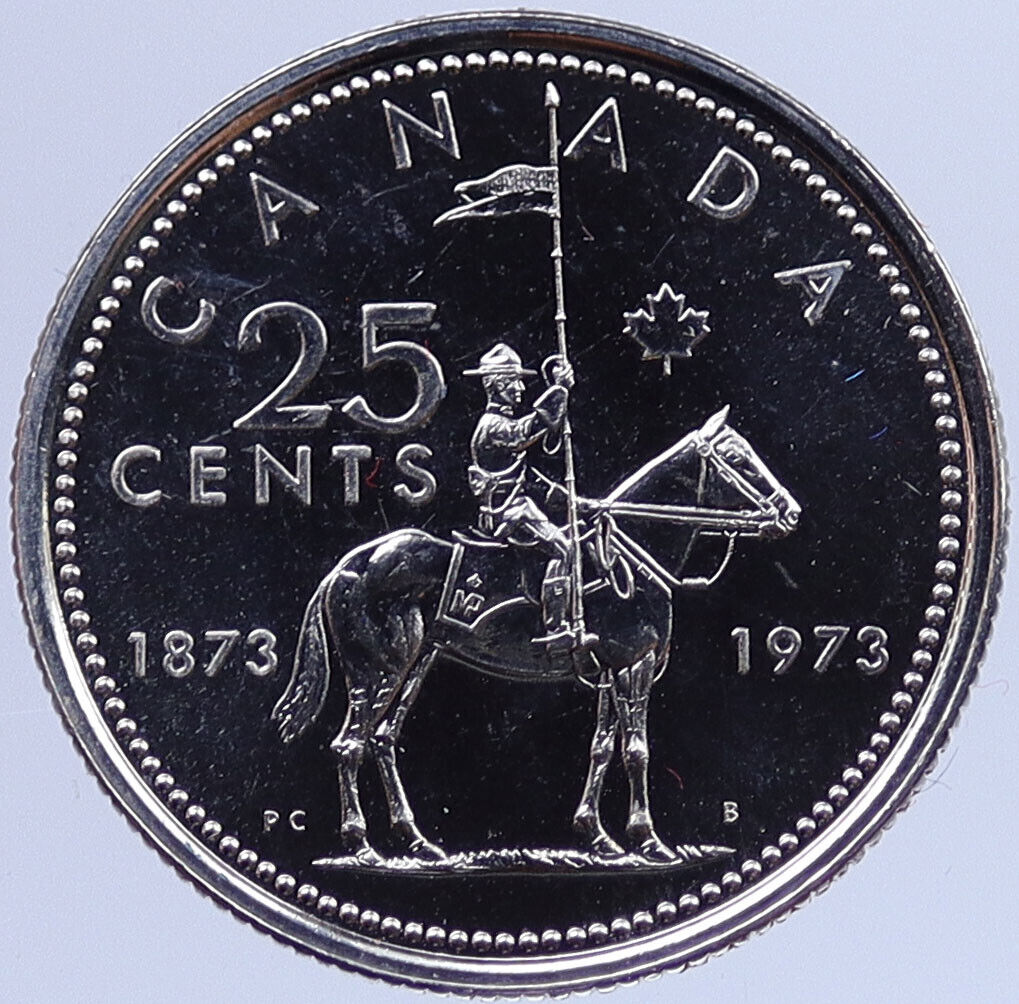1973 CANADA UK Queen Elizabeth II RCMP Police HORSE 25 Cents Coin i118803