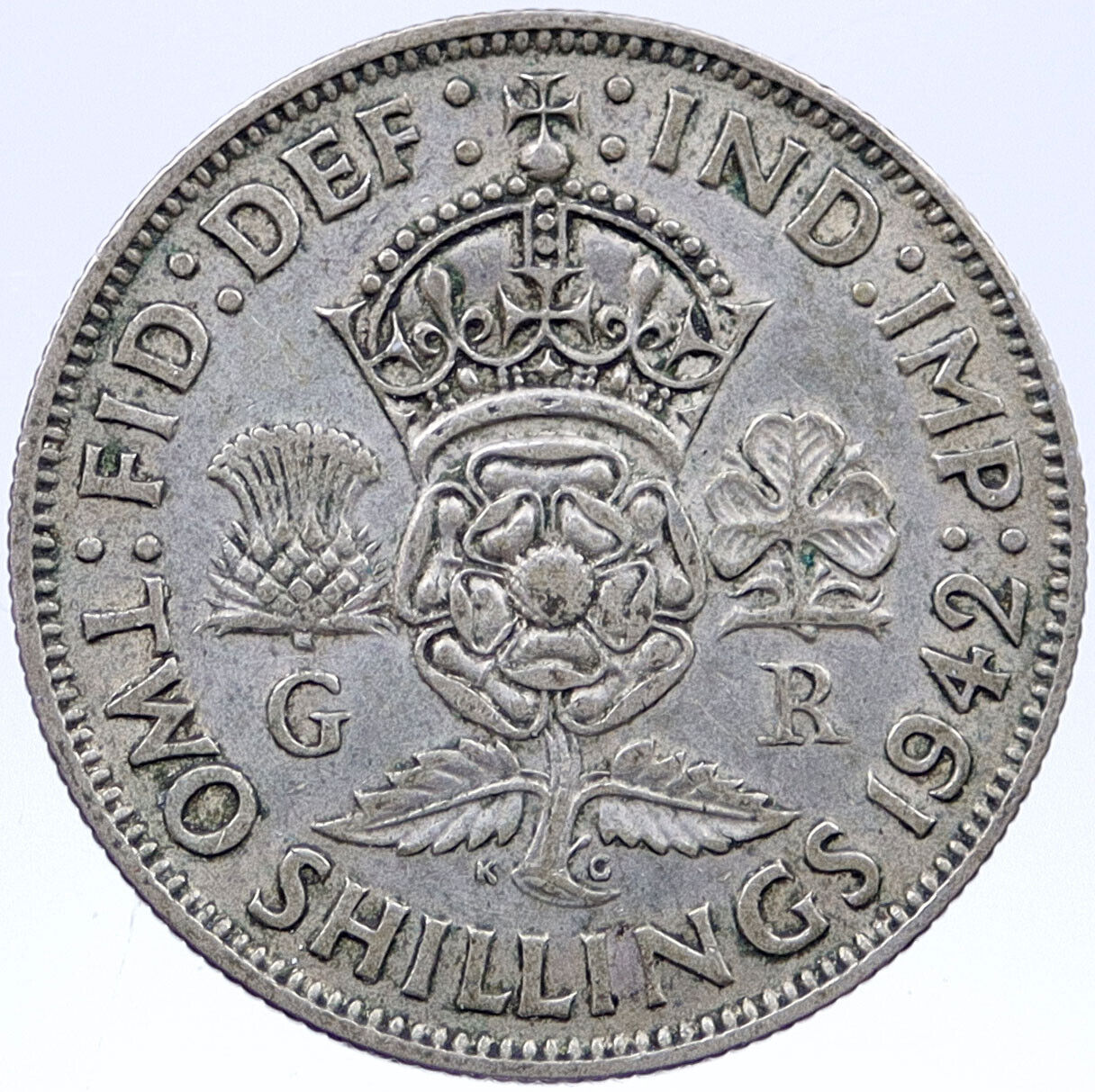 1942 Great Britain United Kingdom King George VI SILVER 2 SHILLING Coin i118799