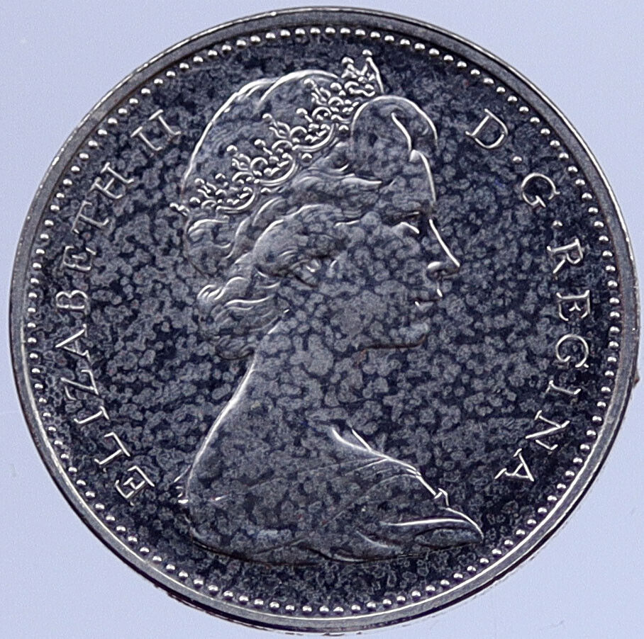 1973 CANADA United Kingdom Queen Elizabeth II BEAVER Old 5 Cent Coin i118804