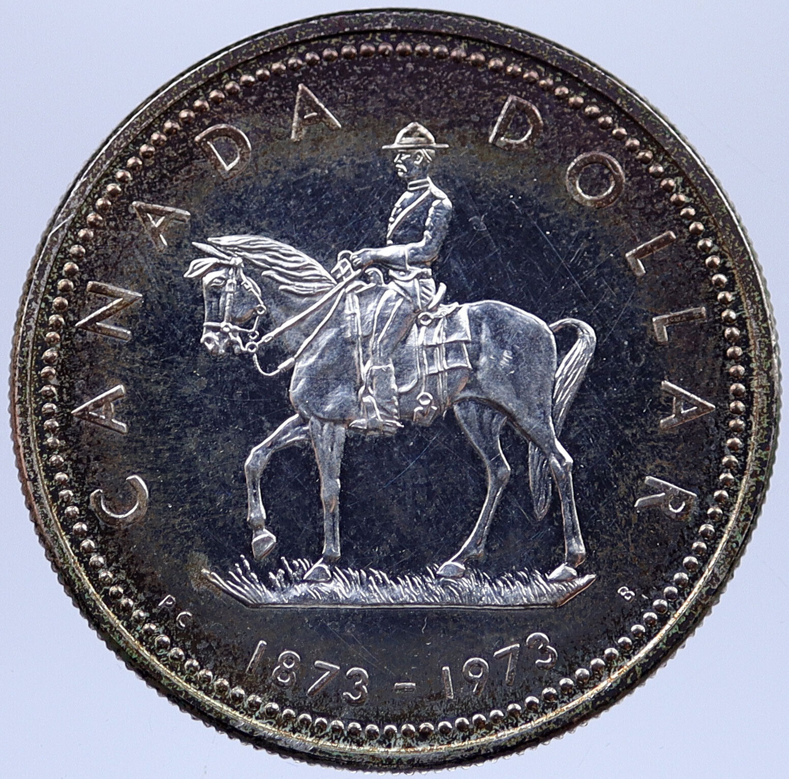 1973 CANADA UK Elizabeth II RCMP Police HORSE Silver $1 Dollar Coin i118801