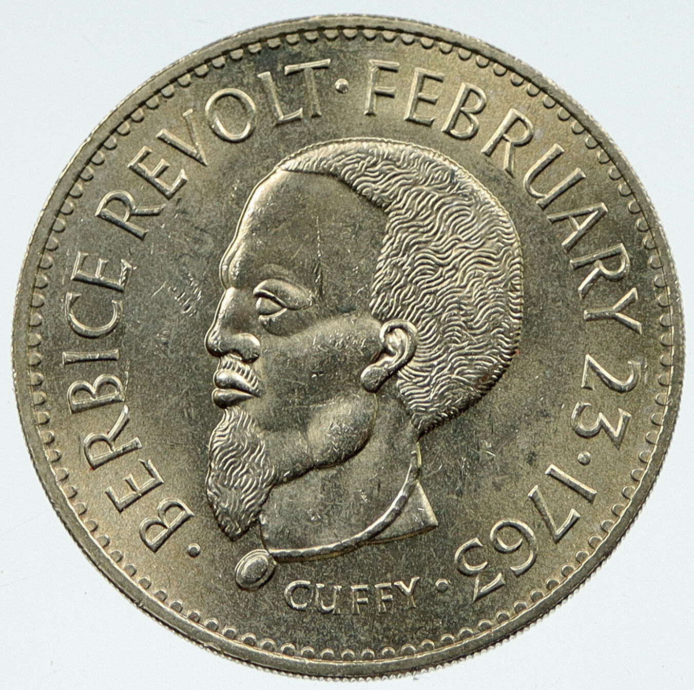 1970 GUYANA FAO African National Hero ex SLAVE REBEL CUFFY 1 Dollar Coin i117305