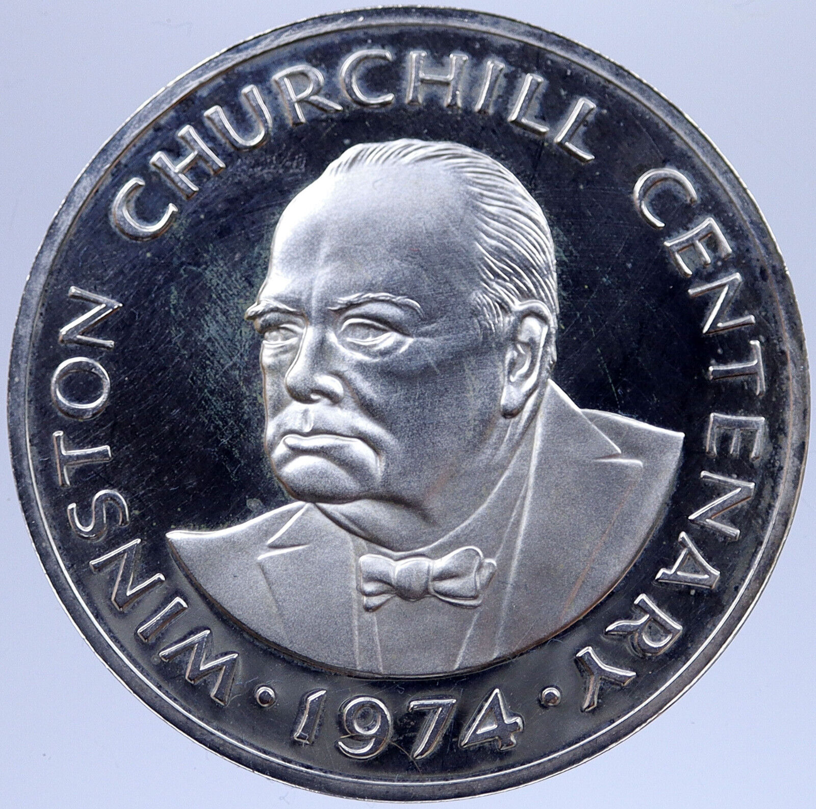 1974 TURKS & CAICOS UK WINSTON CHURCHILL Proof Silver 20 Crown Coin i118908
