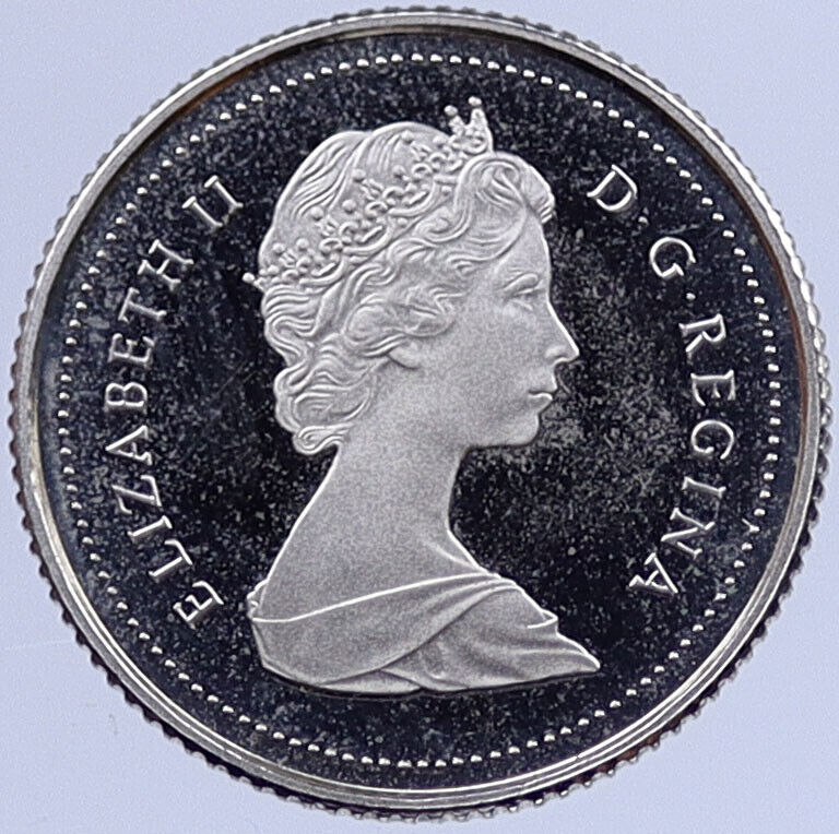 1984 CANADA Queen ELIZABETH II Proof 10 Cents Coin BLUENOSE SHIP i118895