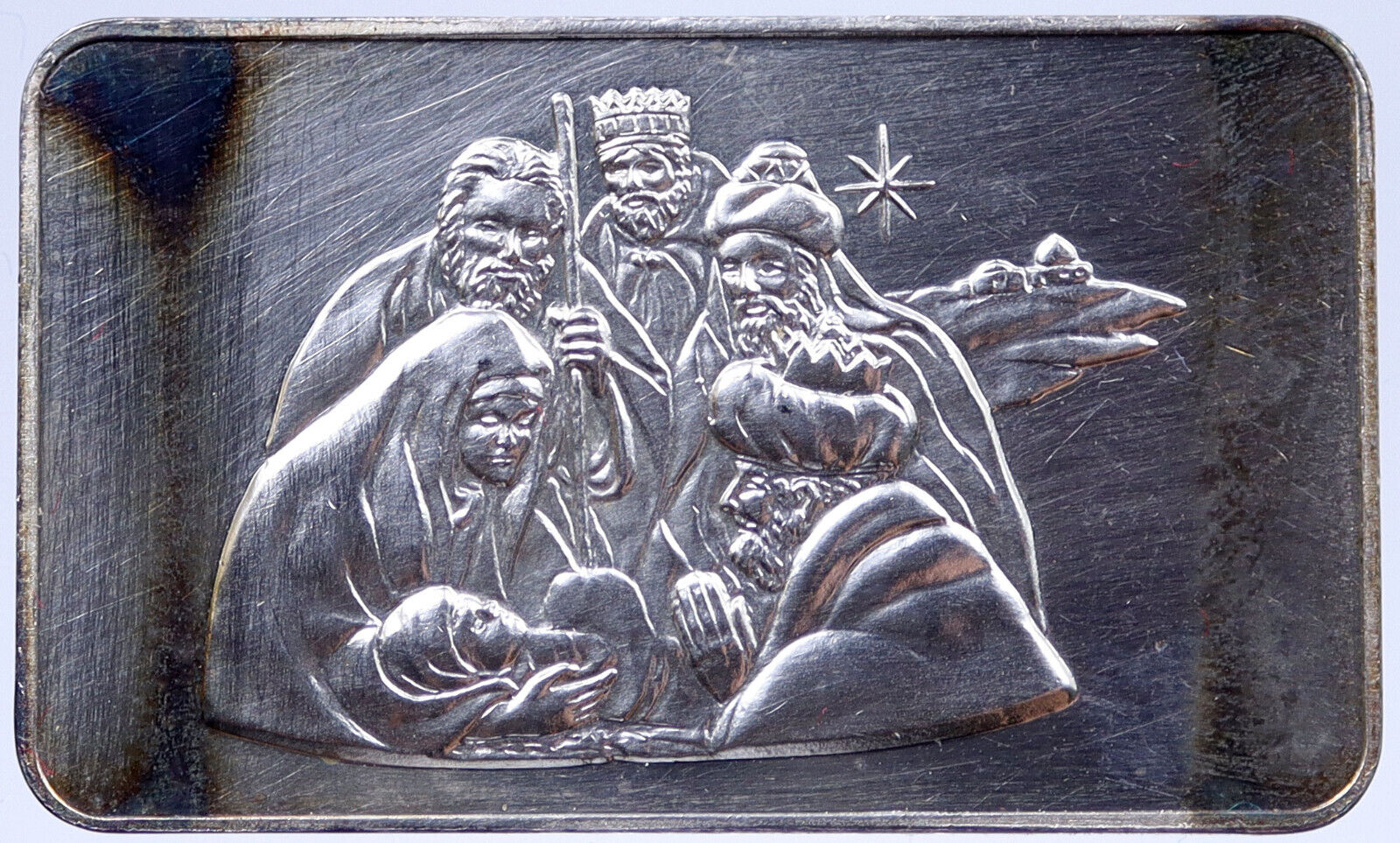 1973 JESUS CHRIST Birth NATIVITY Christmas Calvin Massey SILVER Medal i118916