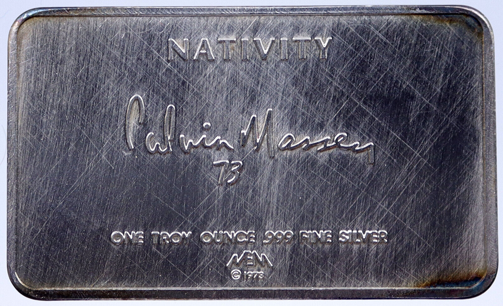 1973 JESUS CHRIST Birth NATIVITY Christmas Calvin Massey SILVER Medal i118916