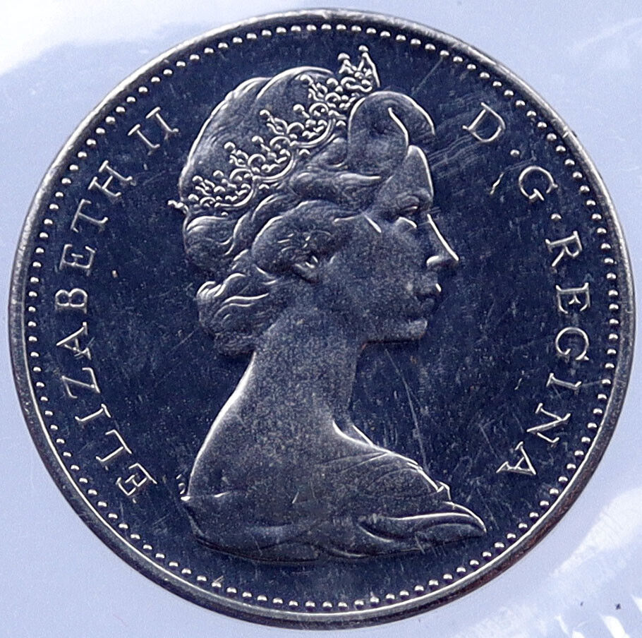 1967 CANADA 100th Anniversary 5 Cents Rabbit Coin UK Queen Elizabeth II i118897