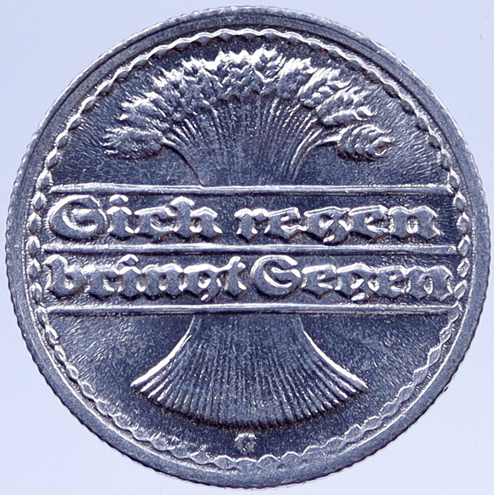 1922 G GERMANY Weimar Republic Aluminum 50 Pfennig German Coin WHEAT i118855