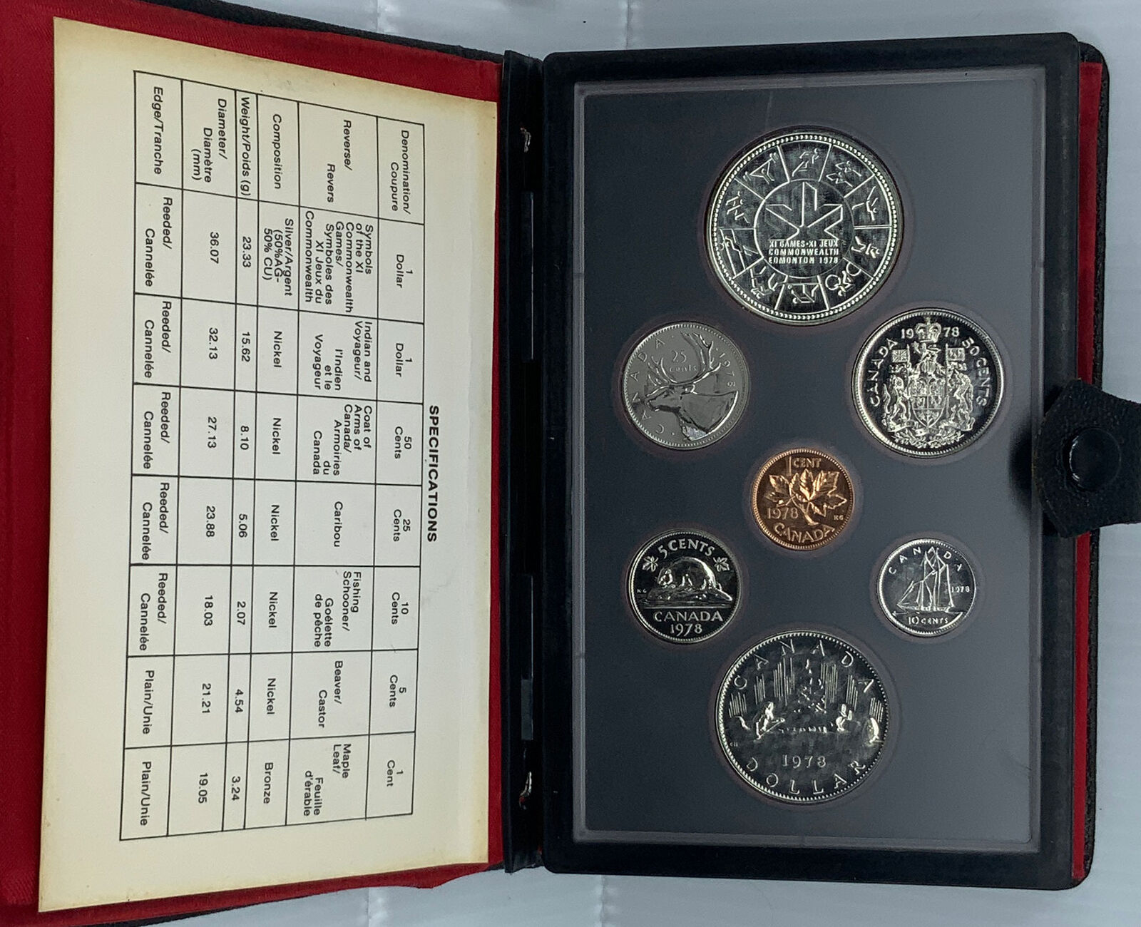 1978 CANADA Queen Elizabeth II EDMONTON Games Set of 7 Coins 1 is Silver i114458