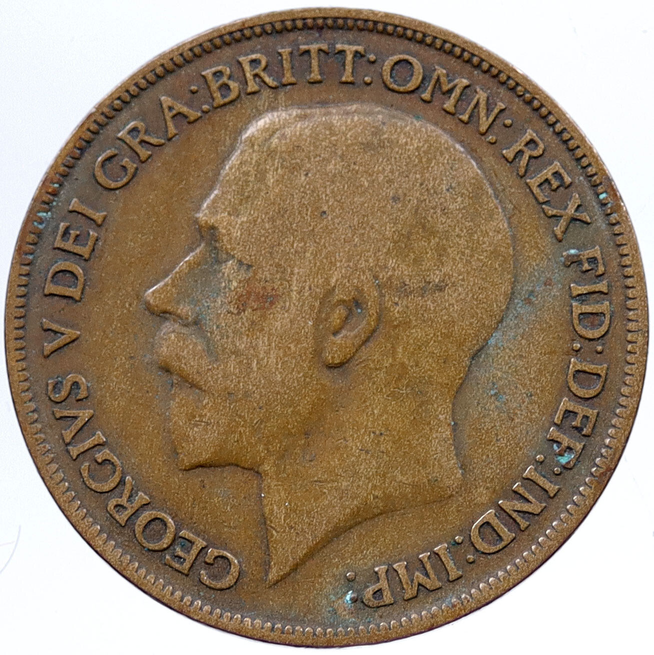 1916 Great Britain United Kingdom UK King GEORGE V Antique Penny Coin i118926