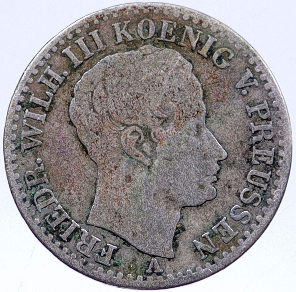 1825A Germany PRUSSIA KINGDOM King Wilhelm III Silver 1/6 Thaler Coin i118922