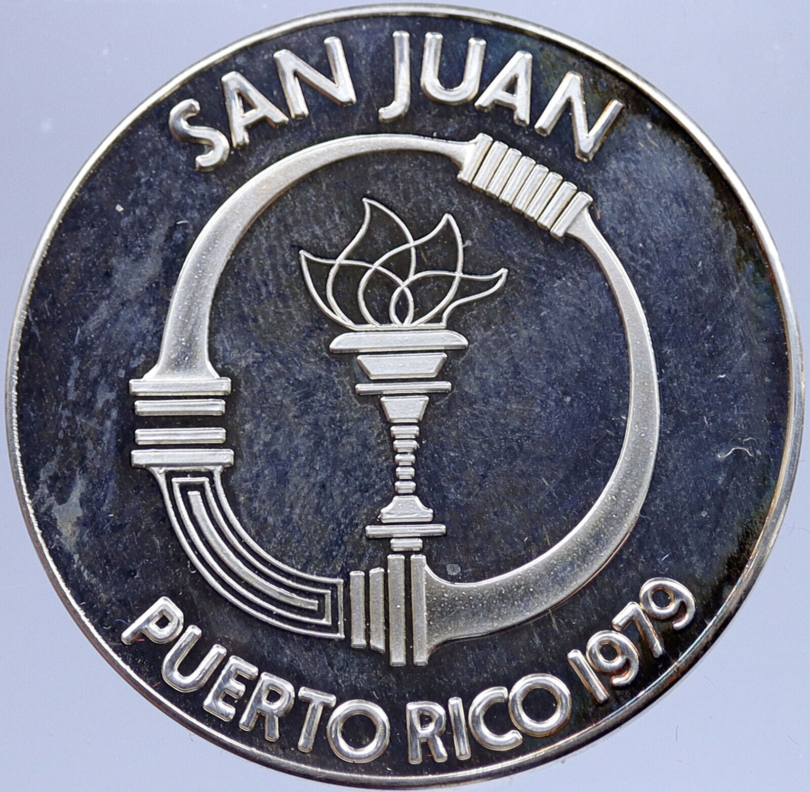 1979 Pan American VIII San Juan OLYMPIC Games Proof Silver MEDAL Athlete i118961