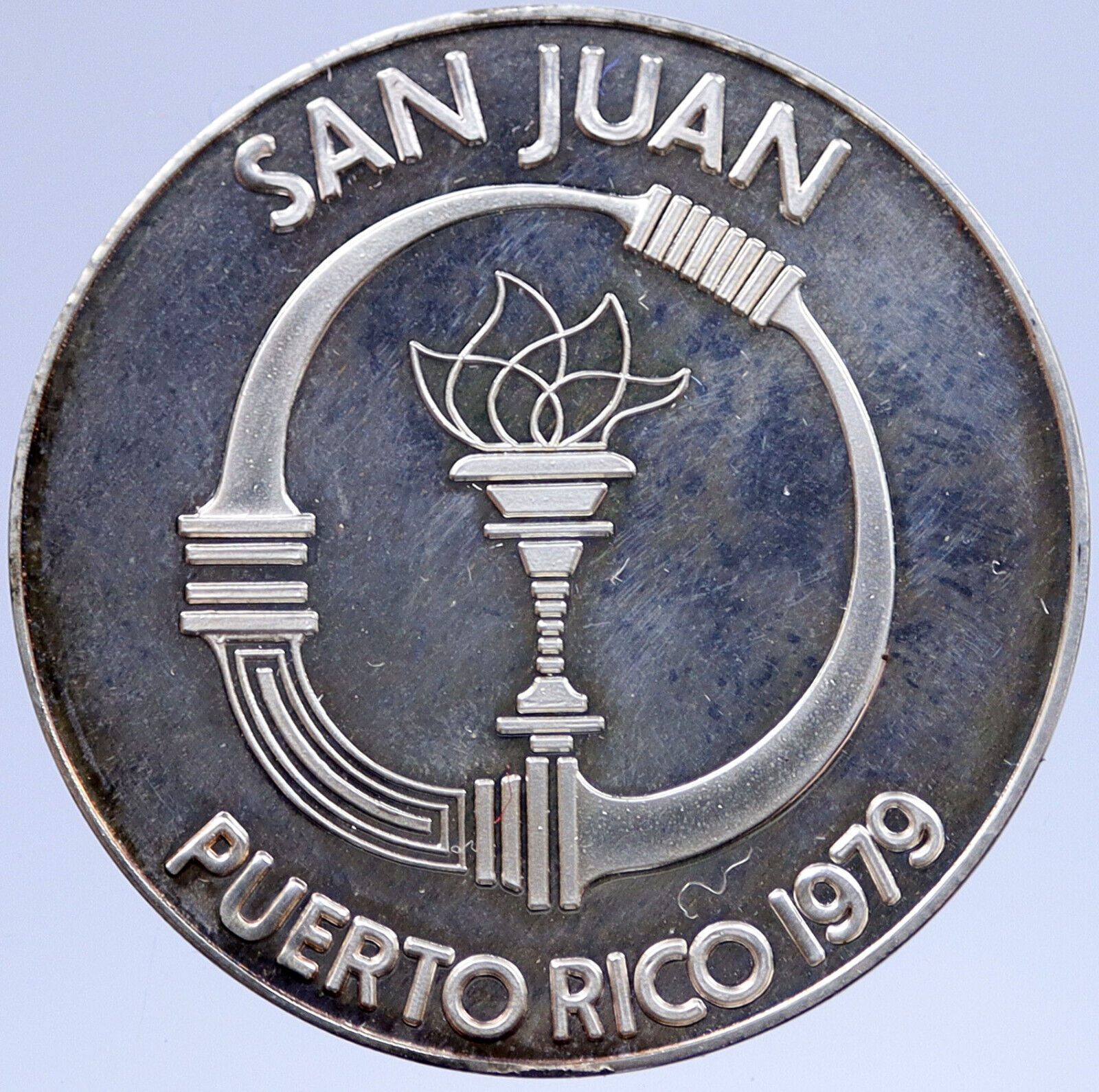 1979 Pan American VIII San Juan OLYMPIC Games Proof Silver MEDAL Athlete i118964