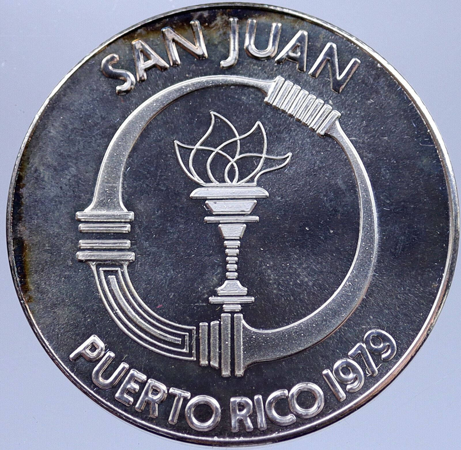 1979 Pan American VIII San Juan OLYMPIC Games Proof Silver MEDAL Athlete i118966