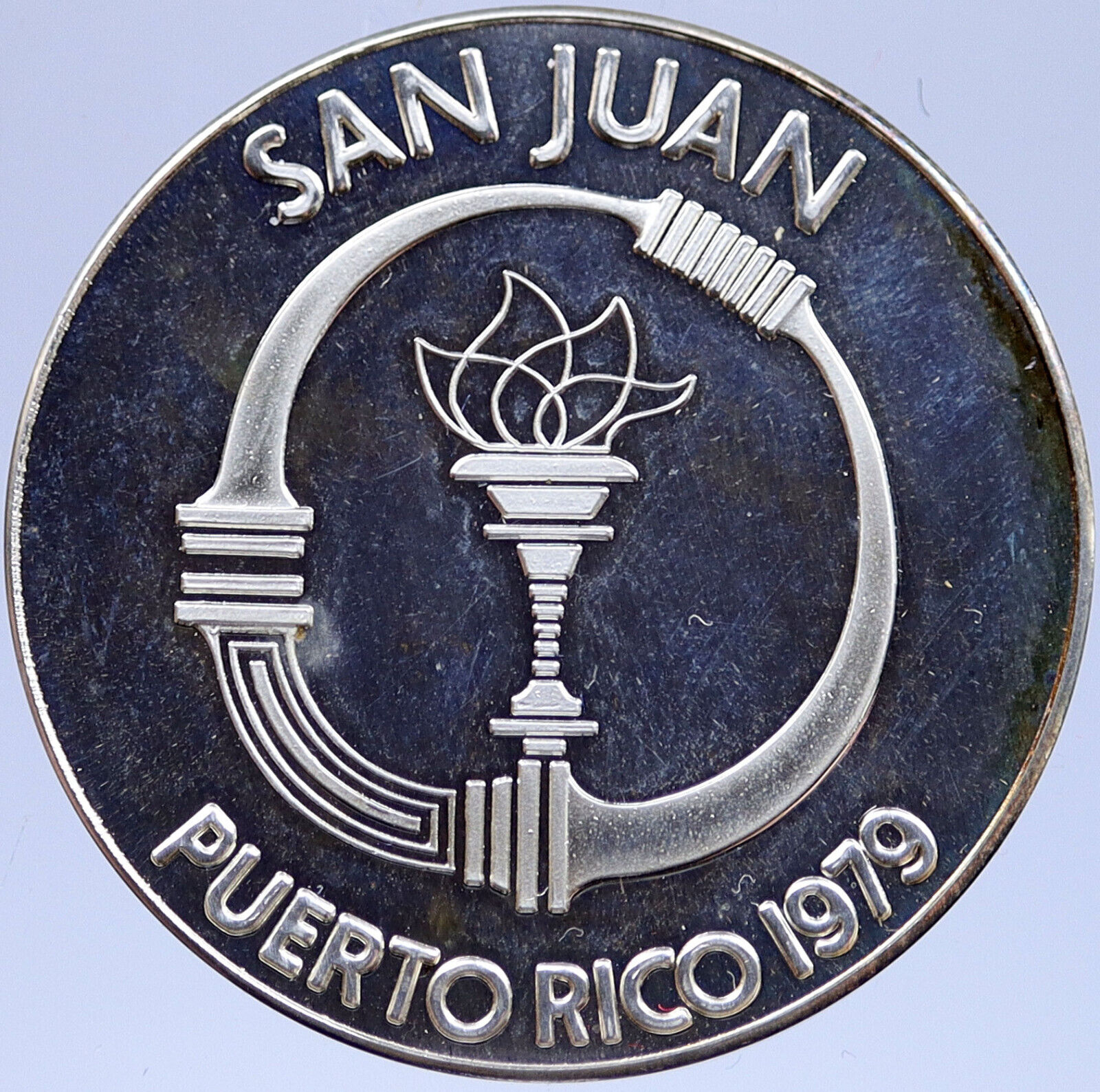 1979 Pan American VIII San Juan OLYMPIC Games Proof Silver MEDAL Athlete i118963