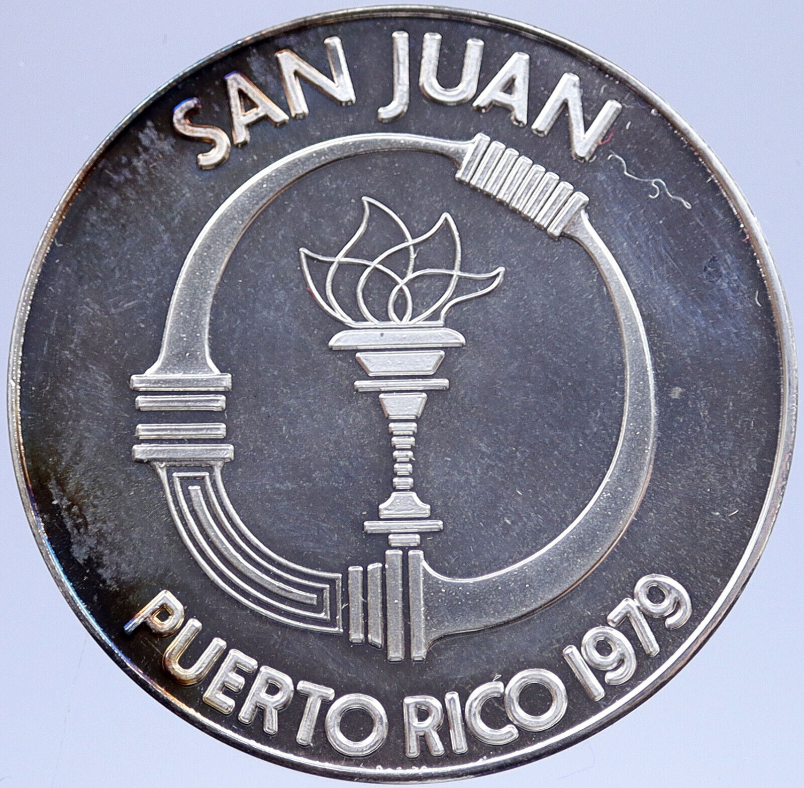 1979 Pan American VIII San Juan OLYMPIC Games Proof Silver MEDAL Athlete i118956