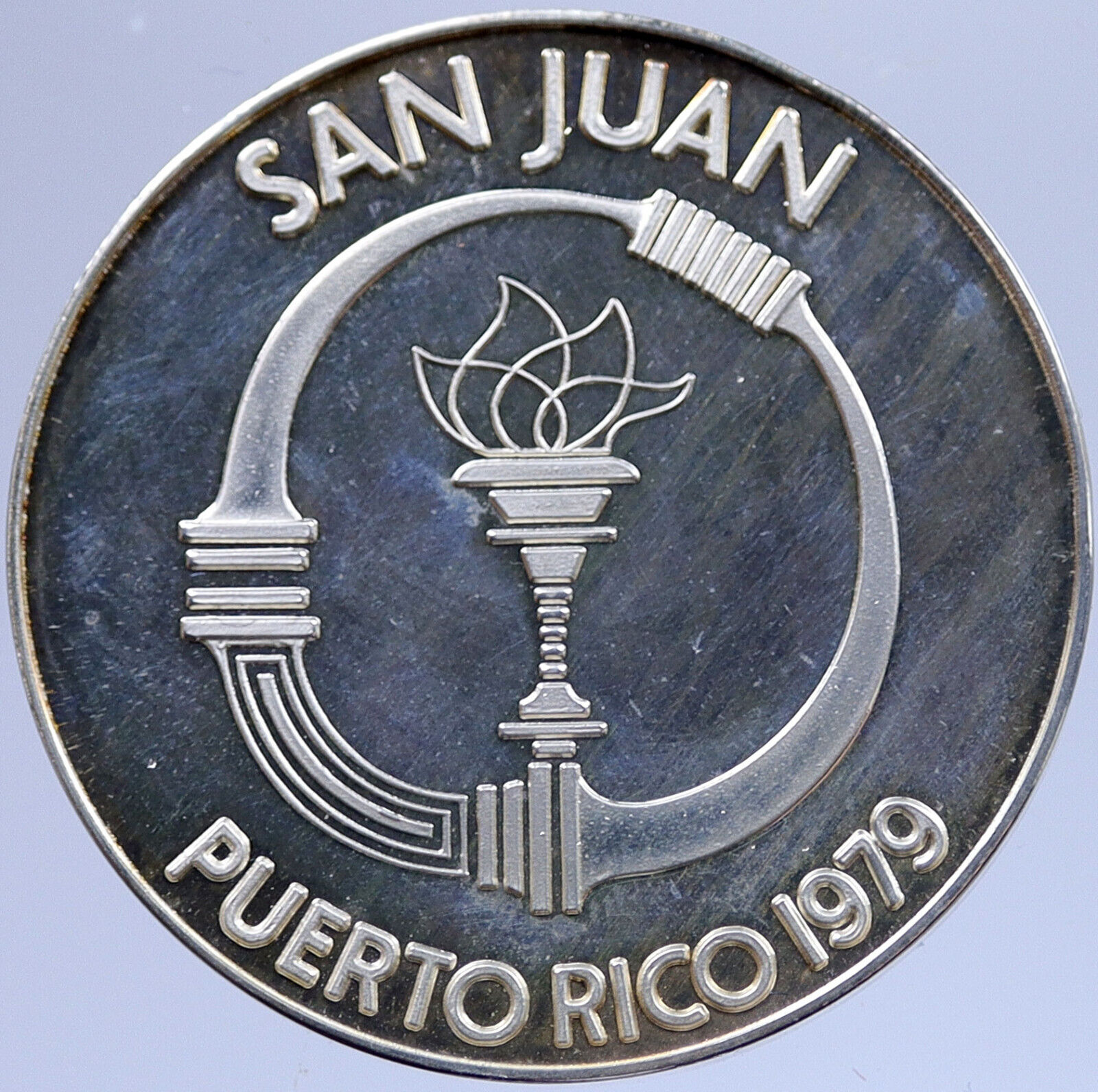 1979 Pan American VIII San Juan OLYMPIC Games Proof Silver MEDAL Athlete i118955