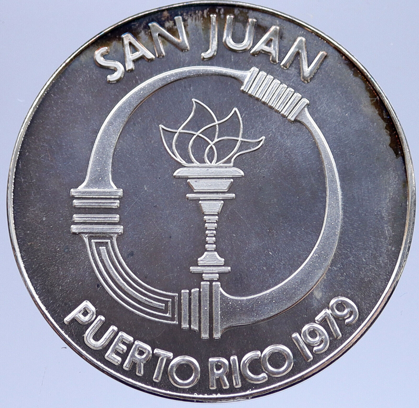 1979 Pan American VIII San Juan OLYMPIC Games Proof Silver MEDAL Athlete i118962