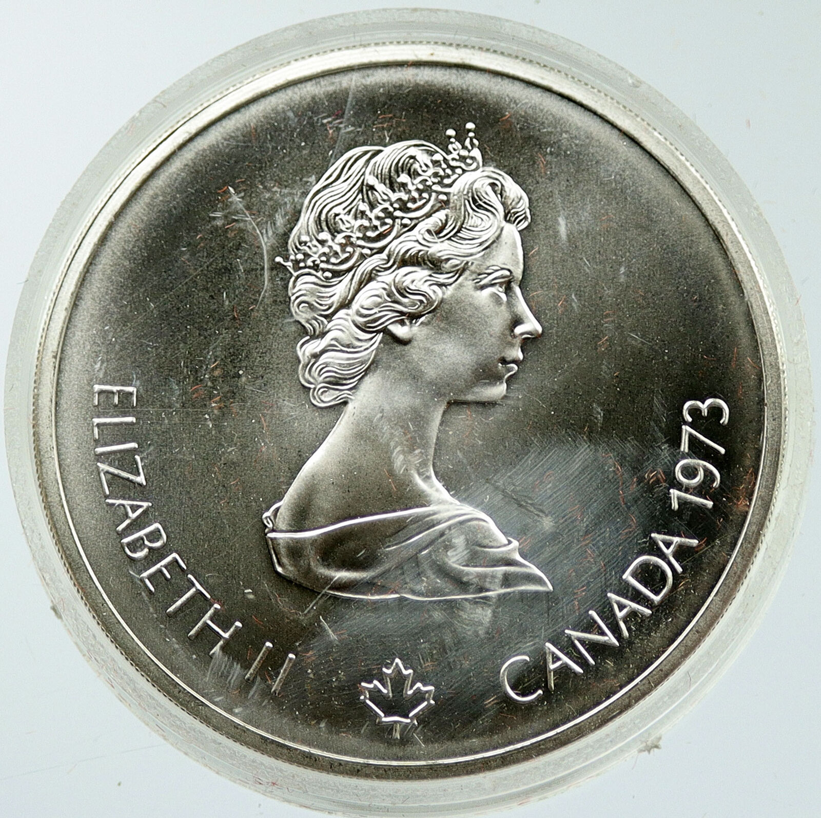 1973 CANADA Elizabeth II Olympics Montreal World Map BU Silver $10 Coin i116880