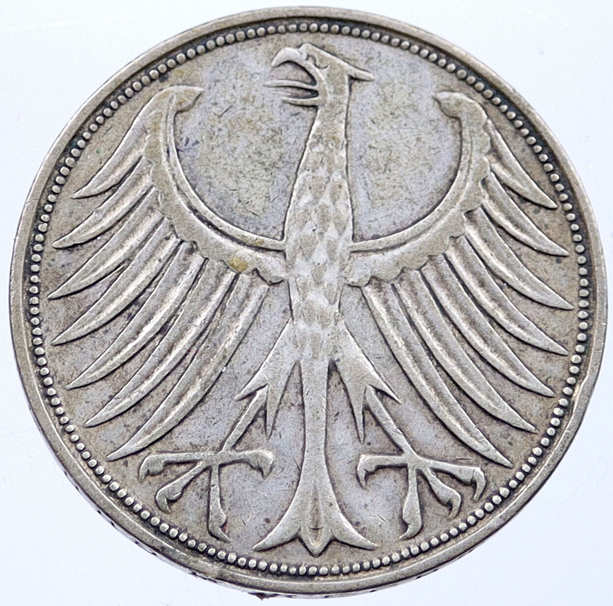 1951 G GERMANY Vintage Winged Eagle OLD German Large 5 Mark Silver Coin i119006