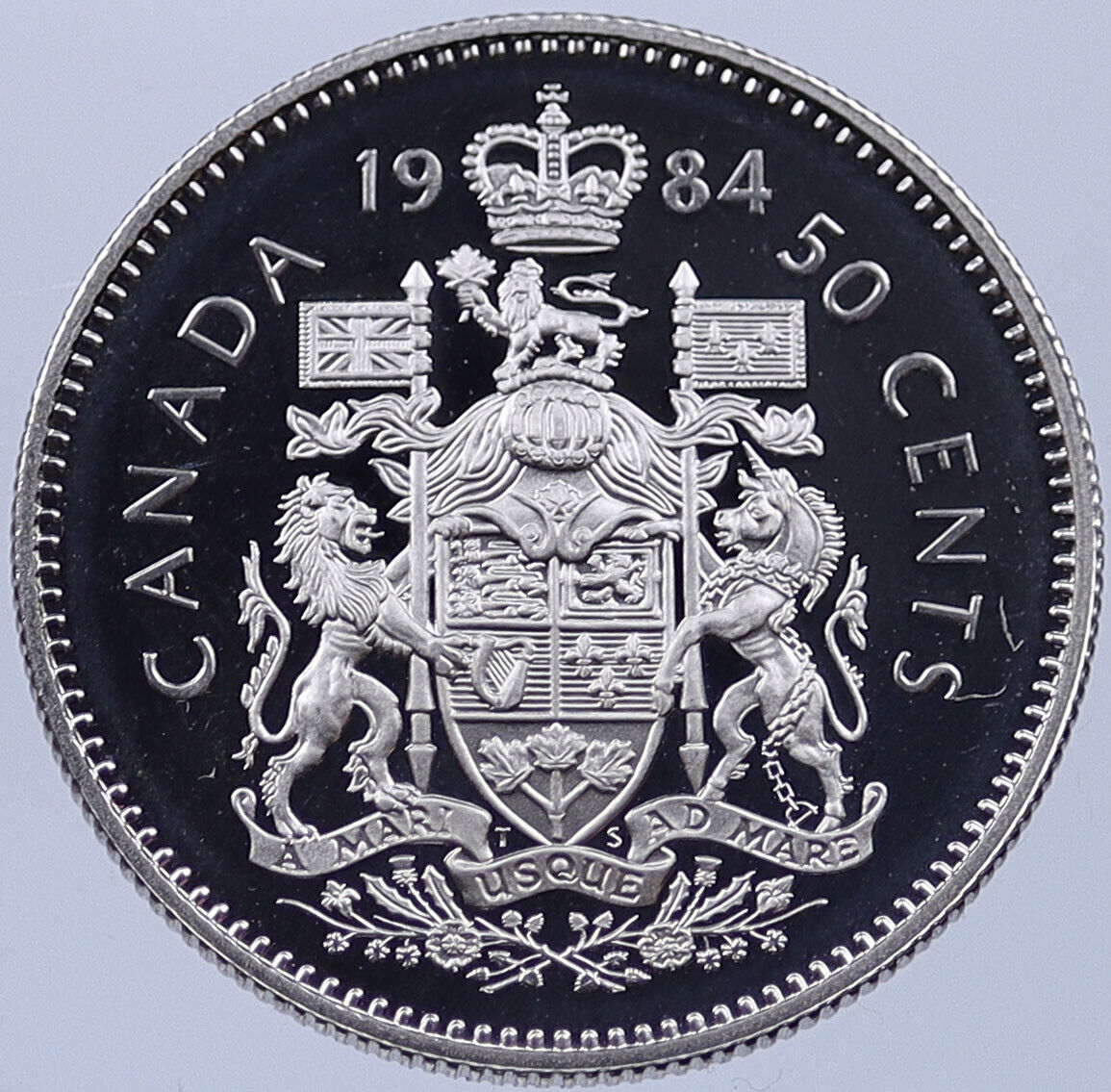 1984 CANADA under UK Queen ELIZABETH II Proof Like 50 CENTS Coin i119005