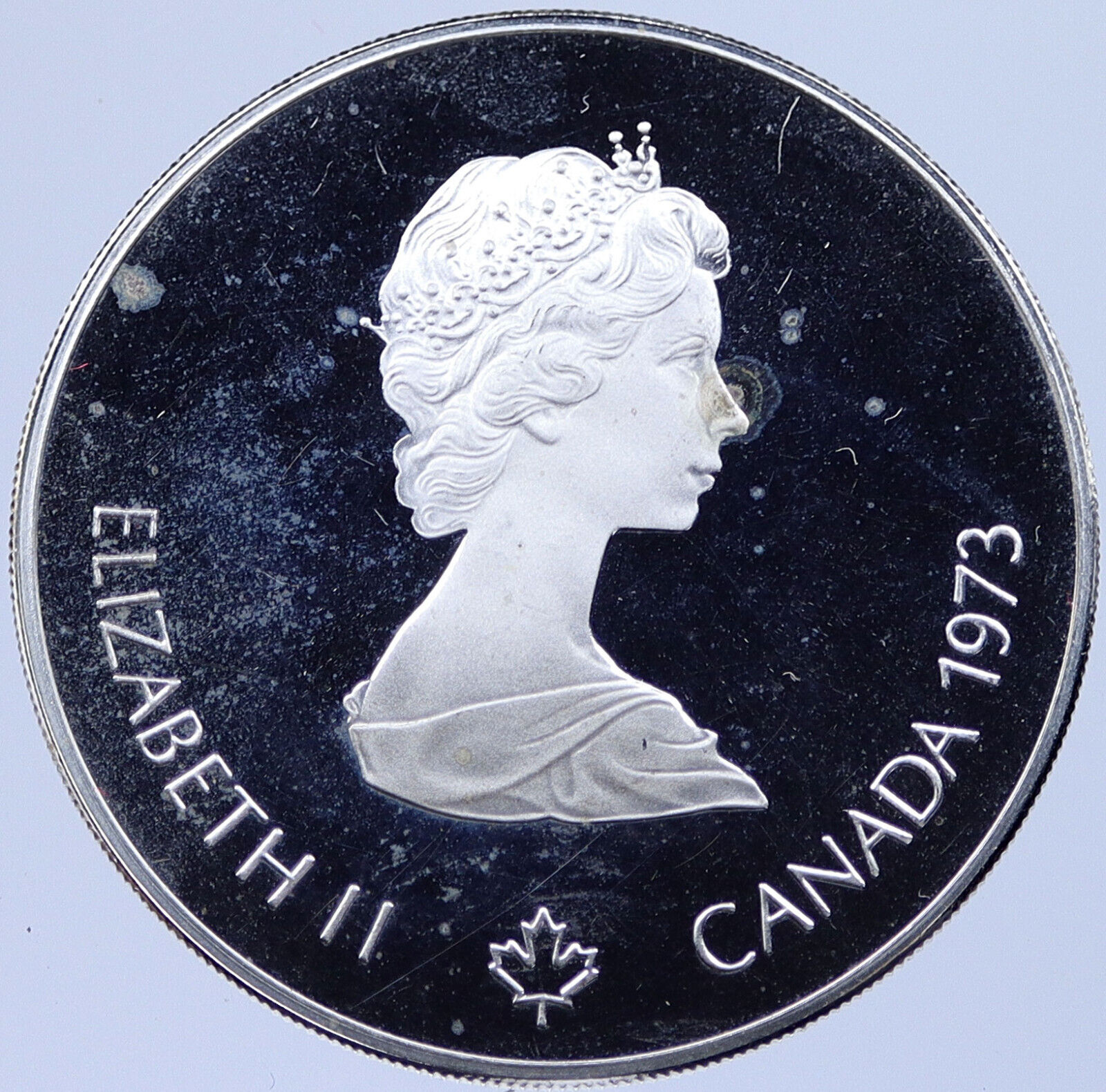1973 CANADA UK Elizabeth II Olympic Montreal SHIPS Proof Silver $5 Coin i119022
