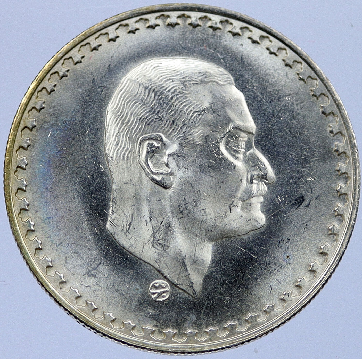 1970 EGYPT President Nasser Vintage SILVER 50 Piastres Qirsh Coin i119021