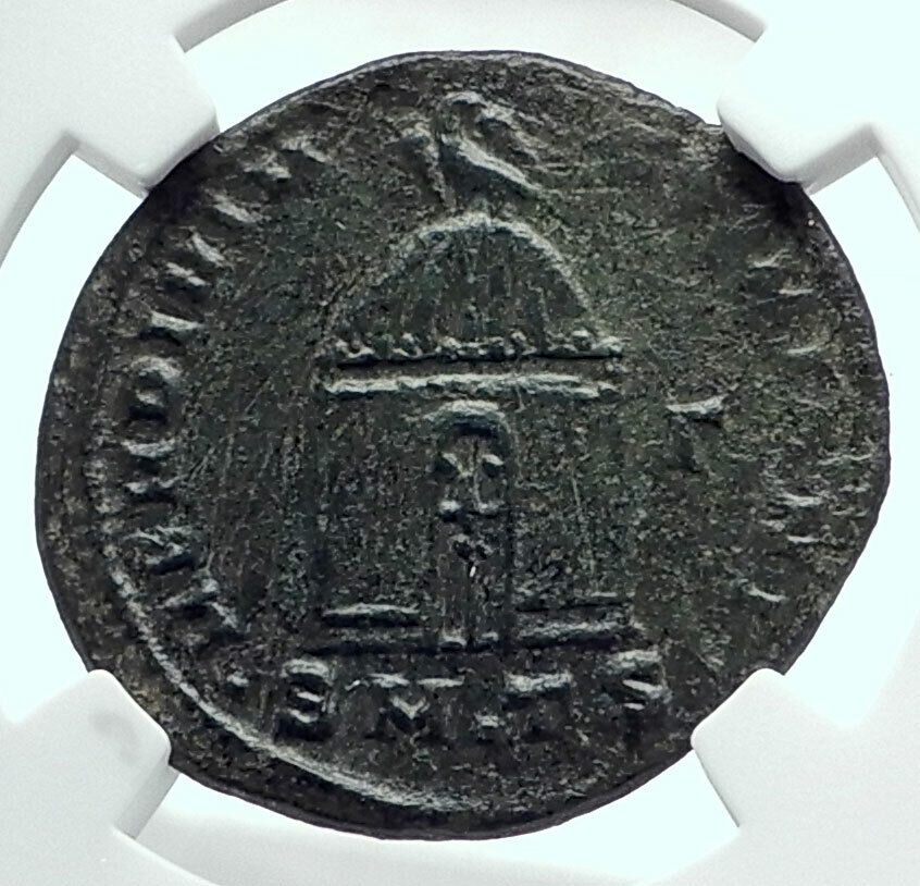 Divus MAXIMIAN Posthumous Roman Coin of CONSTANTINE I w TEMPLE SHRINE NGC i77666