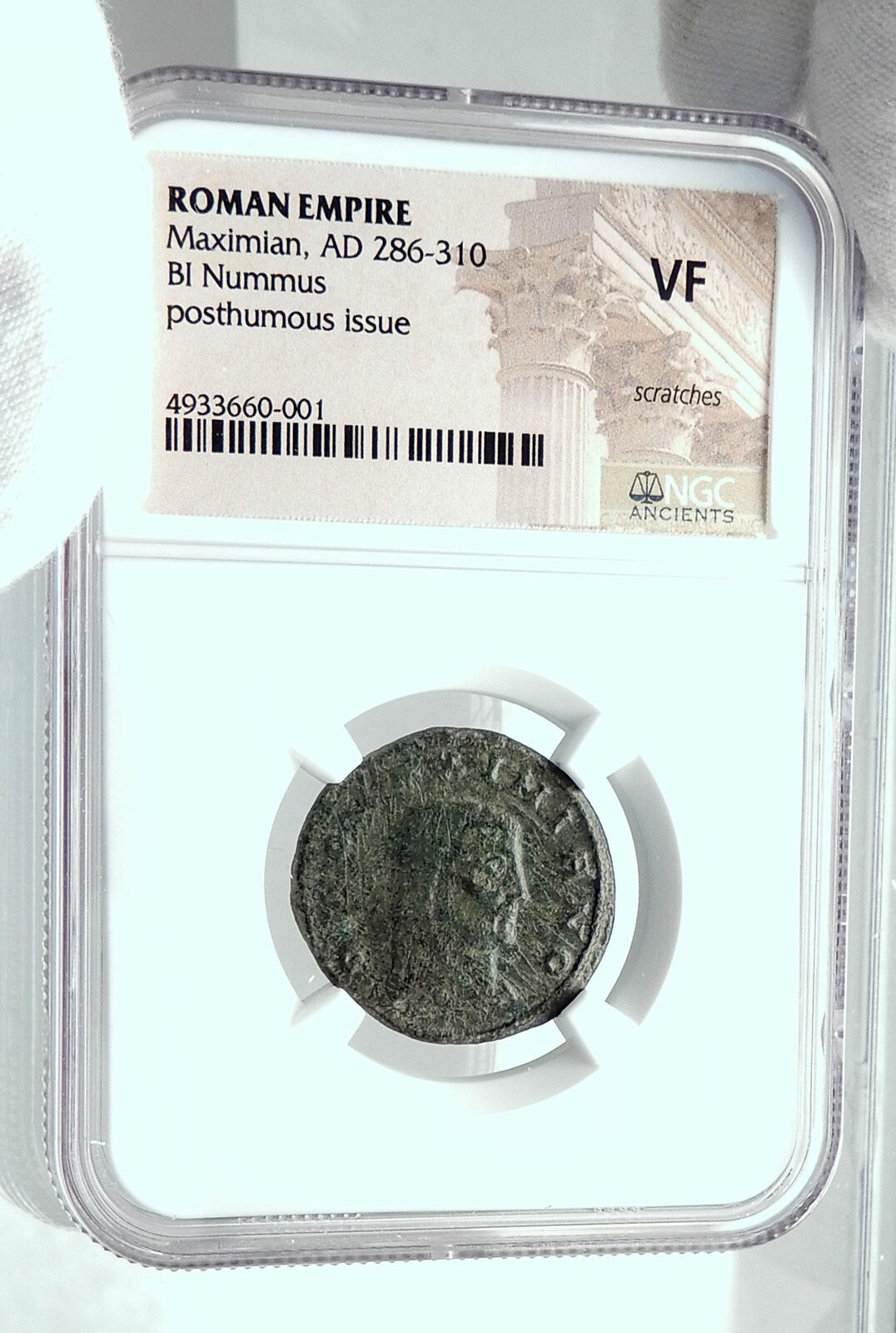 Divus MAXIMIAN Posthumous Roman Coin of CONSTANTINE I w TEMPLE SHRINE NGC i77666