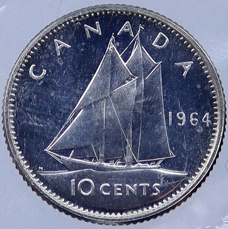 1964 CANADA Silver 10 Cents Canadian Coin under UK Queen ELIZABETH II i119046